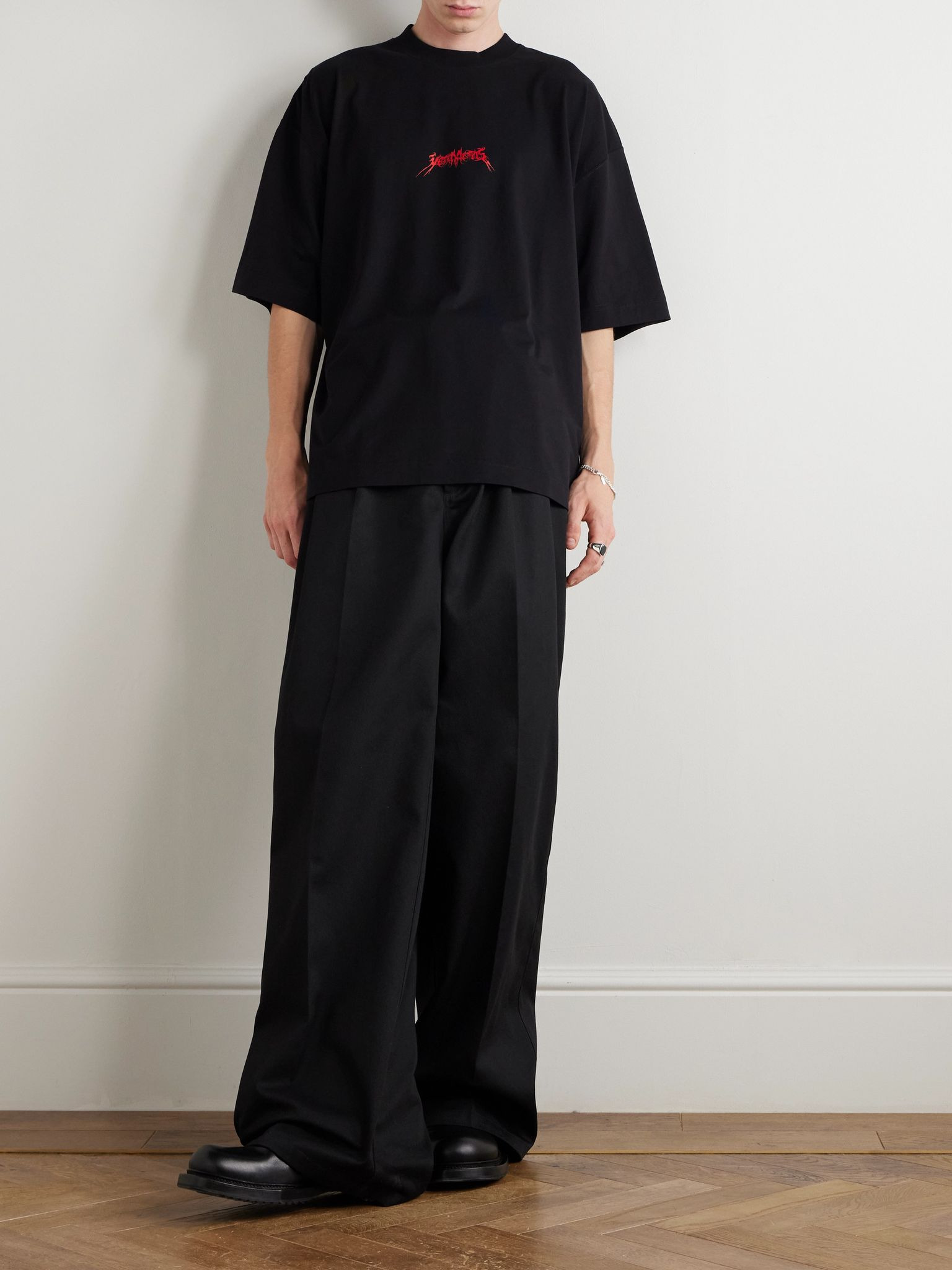 Oversized Printed Cotton-Jersey T-Shirt Black - 2