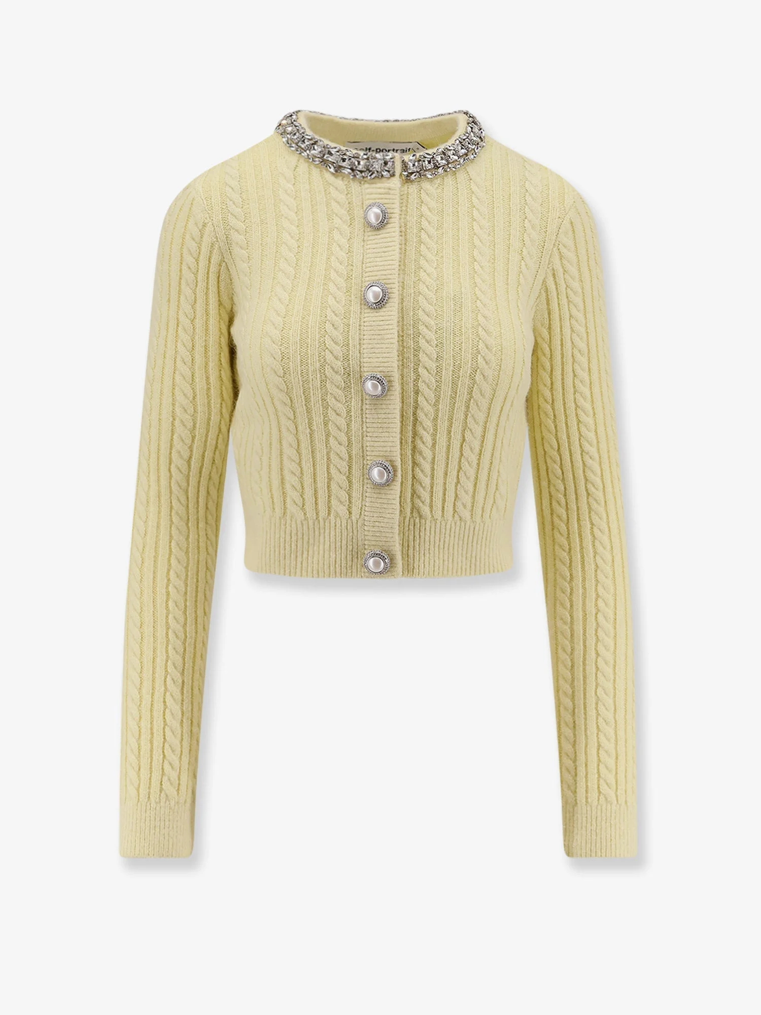 Self Portrait Wool Blend Cardigan With Rhinestones - 1