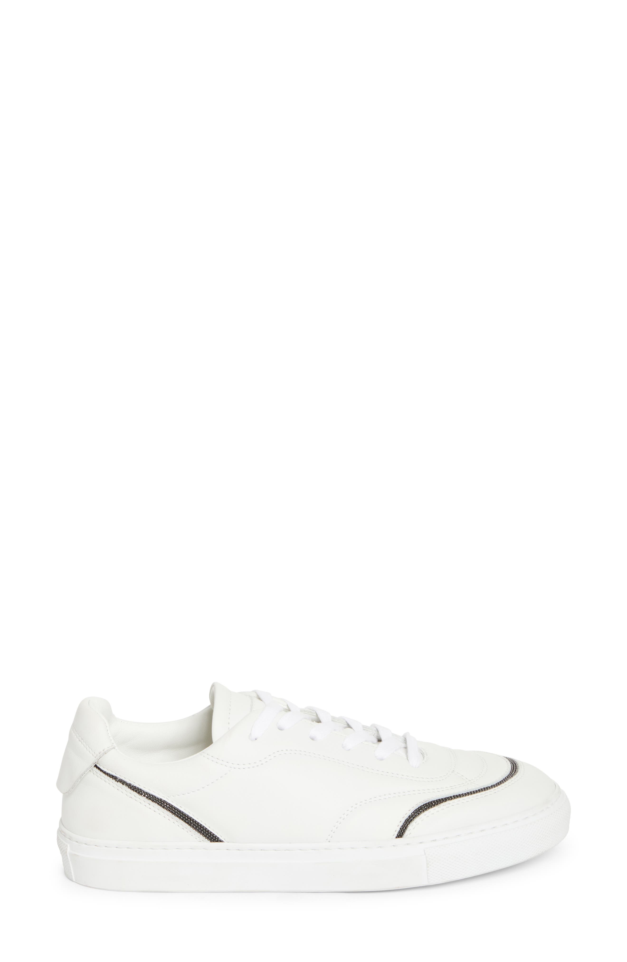 Brunello Cucinelli Monili Trim Low Top Sneaker in Blanco at Nordstrom - 3