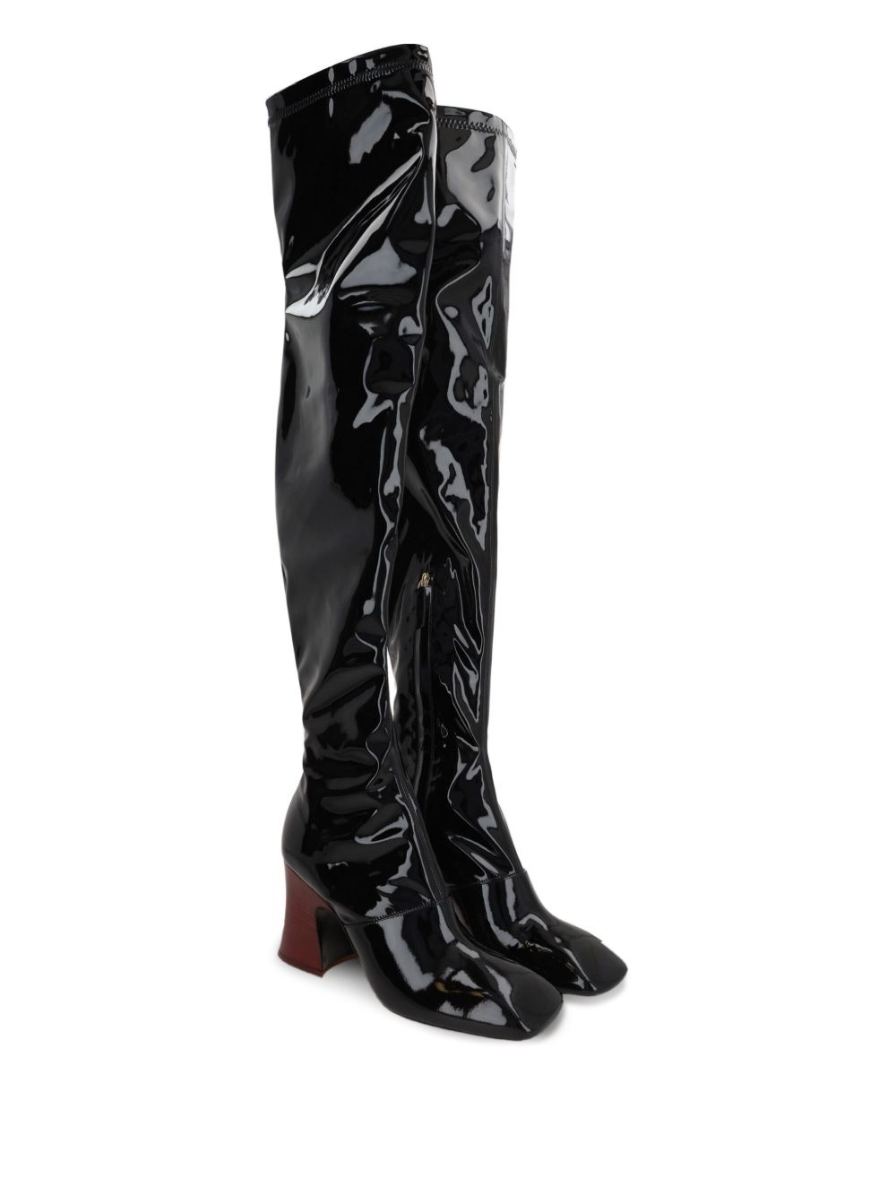 patent-finish over-the-knee boots - 2