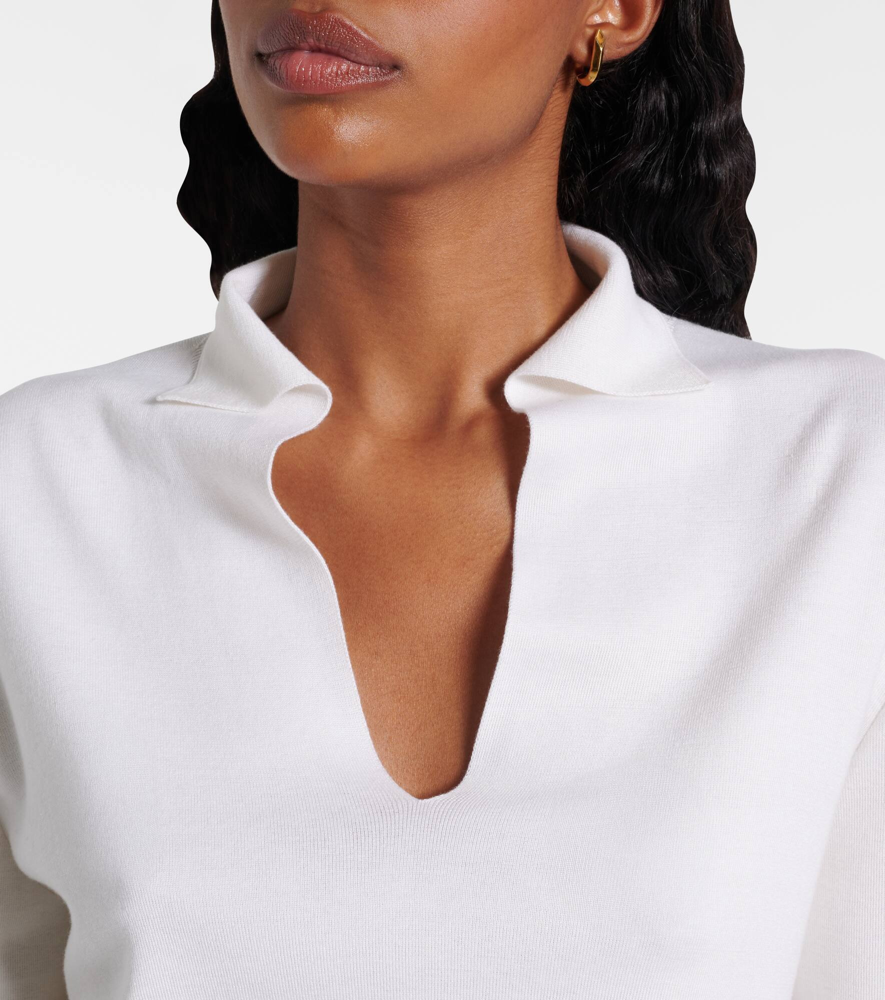 Silk and cotton polo sweater - 4