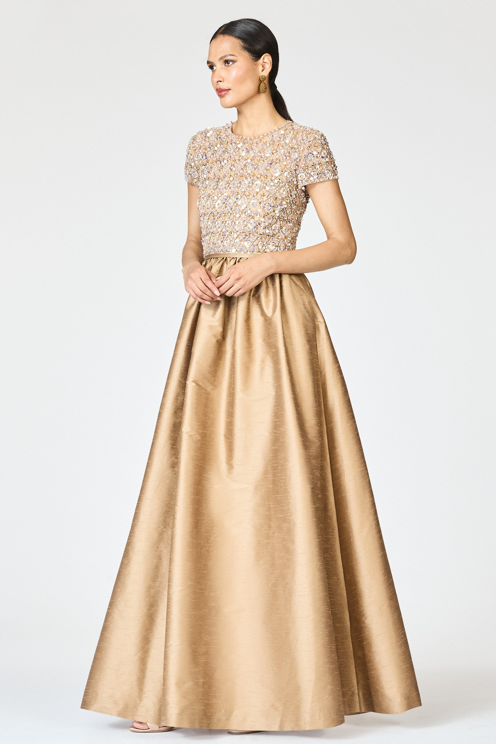 EMBELLISHED LONDA GOWN - CAFE - 4