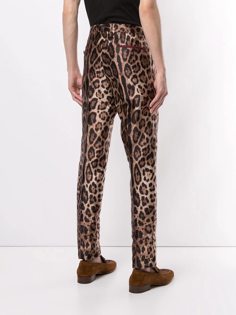 leopard print slim-fit trousers - 4