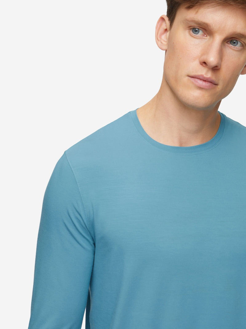 Men's Long Sleeve T-Shirt Basel Micro Modal Stretch Harbour Blue 5
