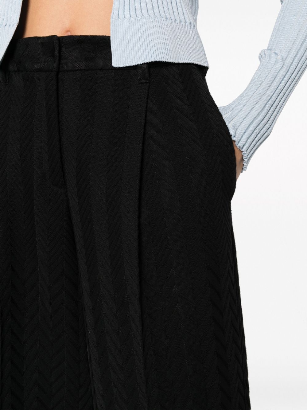 chevron straight-leg trousers - 5