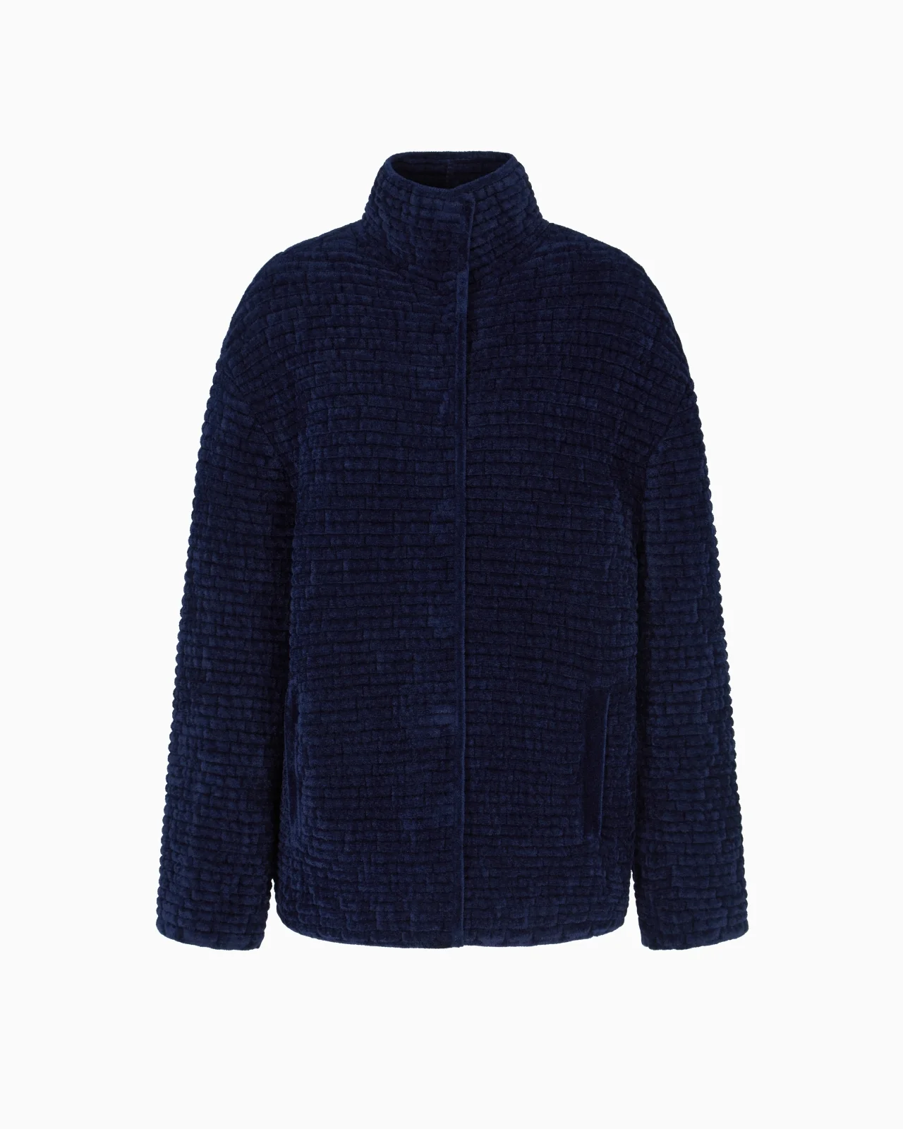 EMBOSSED JACQUARD BONDED TERRY-EFFECT CHENILLE JACKET - 1