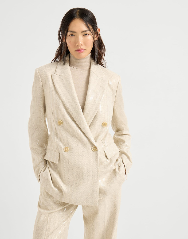 Wool and cashmere dazzling chevron blazer 1