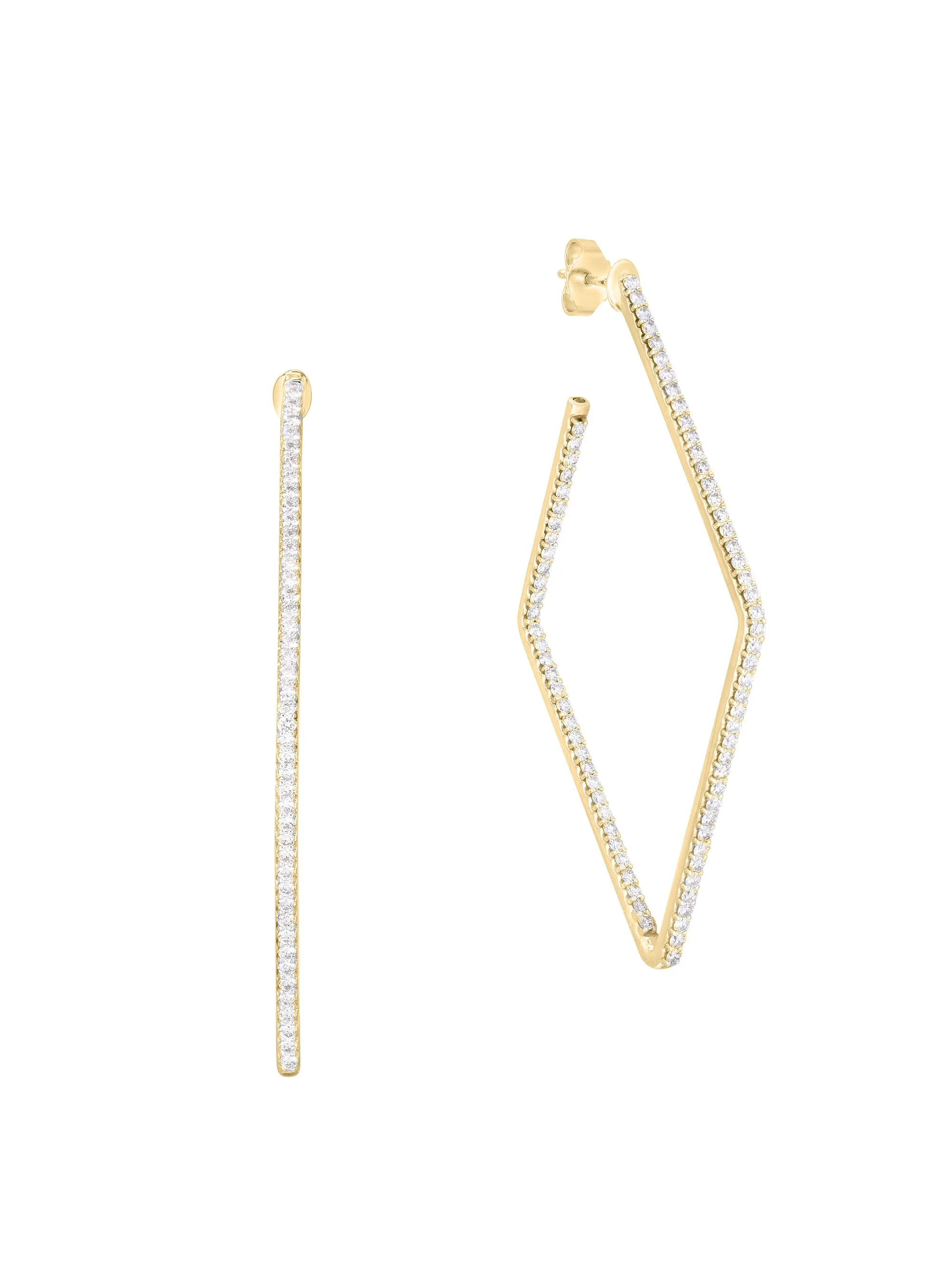 Women's Diamond Hoops 18K Gold & Diamond Square Hoop Earrings - Yellow Gold - 1
