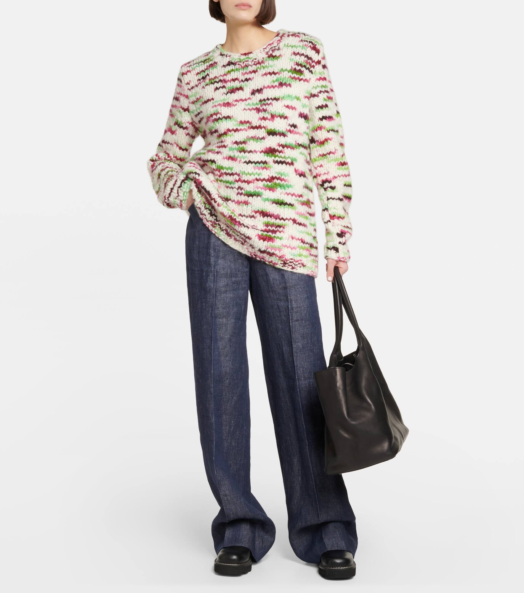 Belted high-rise wide-leg linen pants - 2