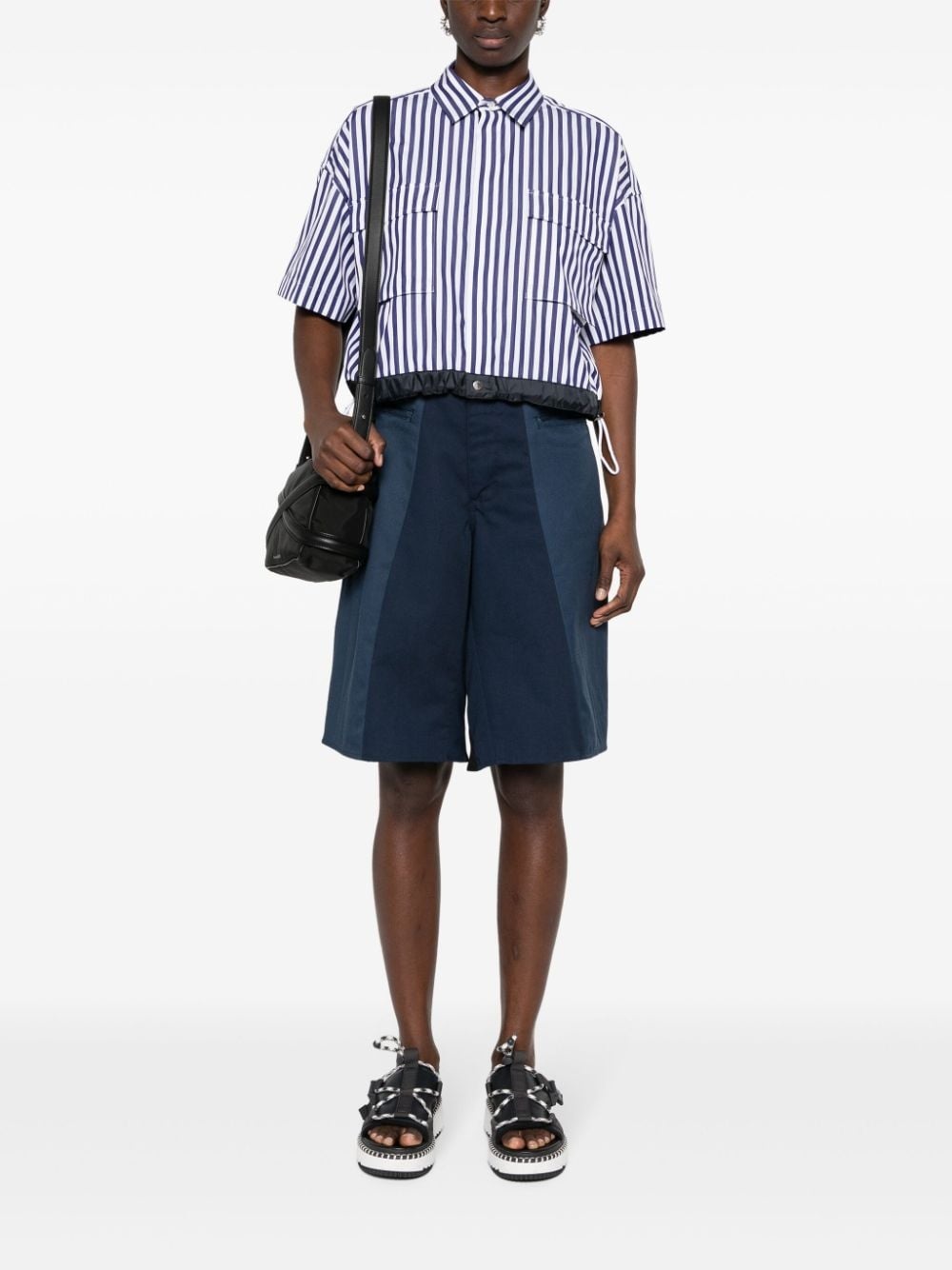 striped cotton cropped blouse - 2