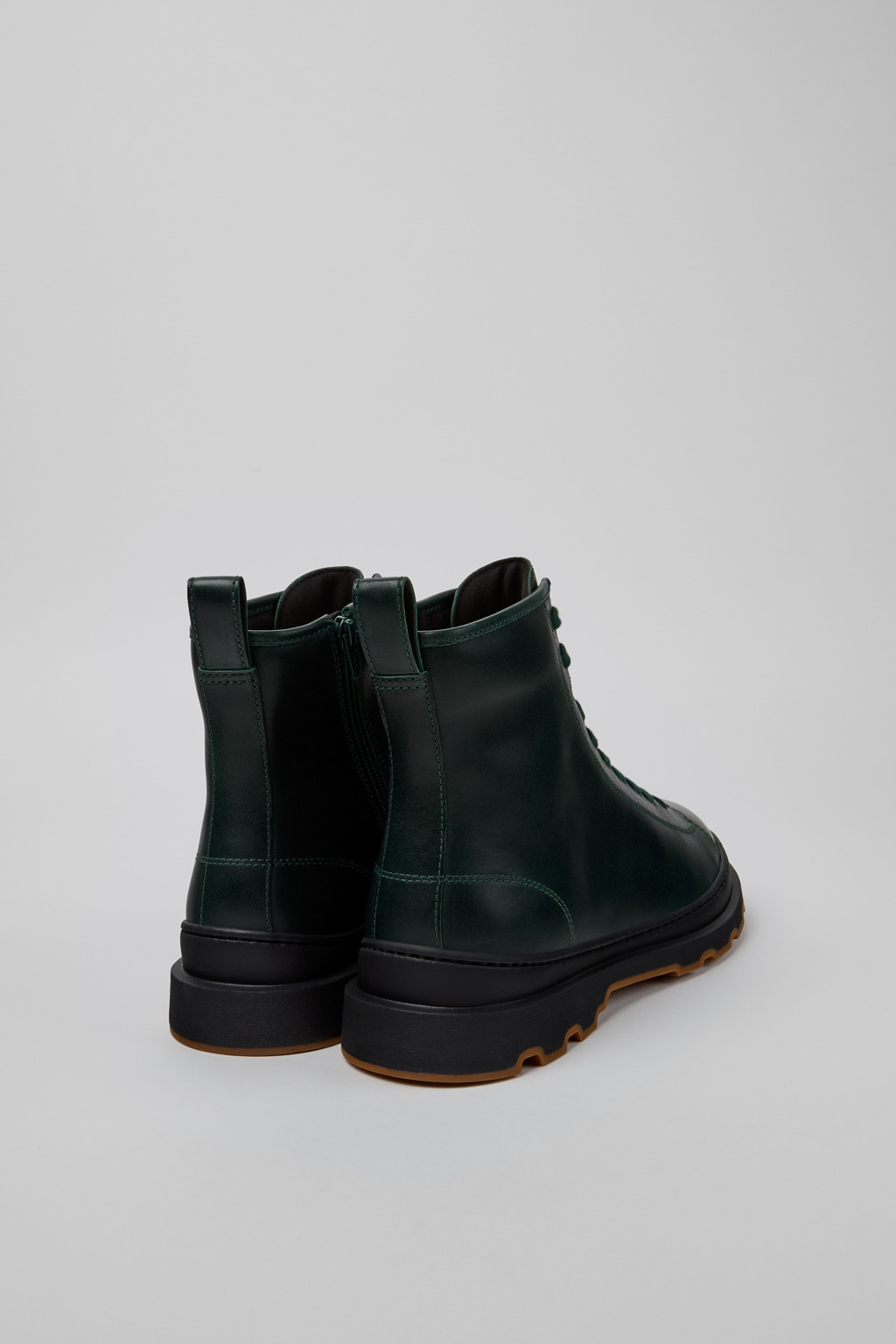Green Leather Mid Boots for Men. - 4