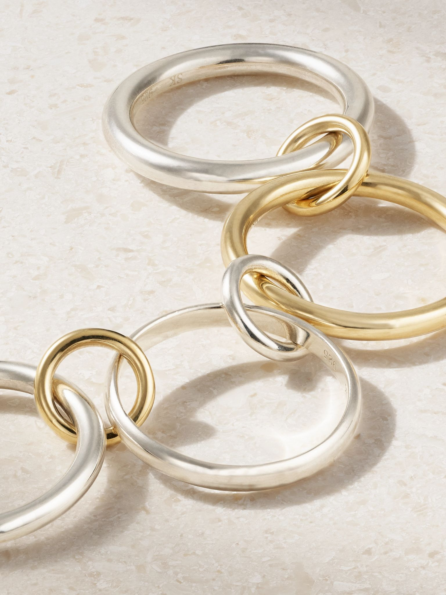 Cancer set of four 18-karat gold and sterling silver ring Gold - 3