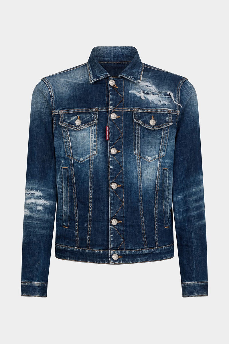 DARK RIPPED CAST WASH DENIM DAN JACKET - 1