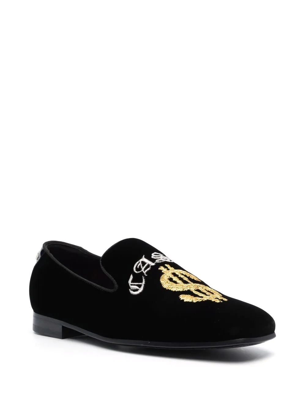 embroidered velvet loafers - 2