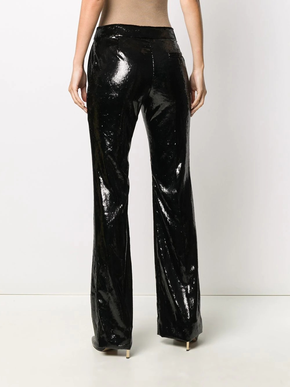 lamé-effect flared trousers - 4