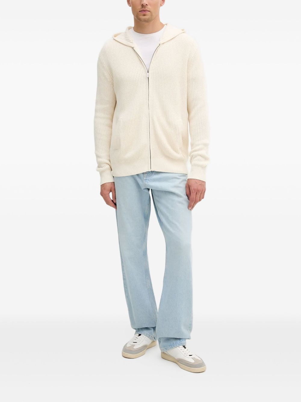 hooded zip-up cardigan - 2
