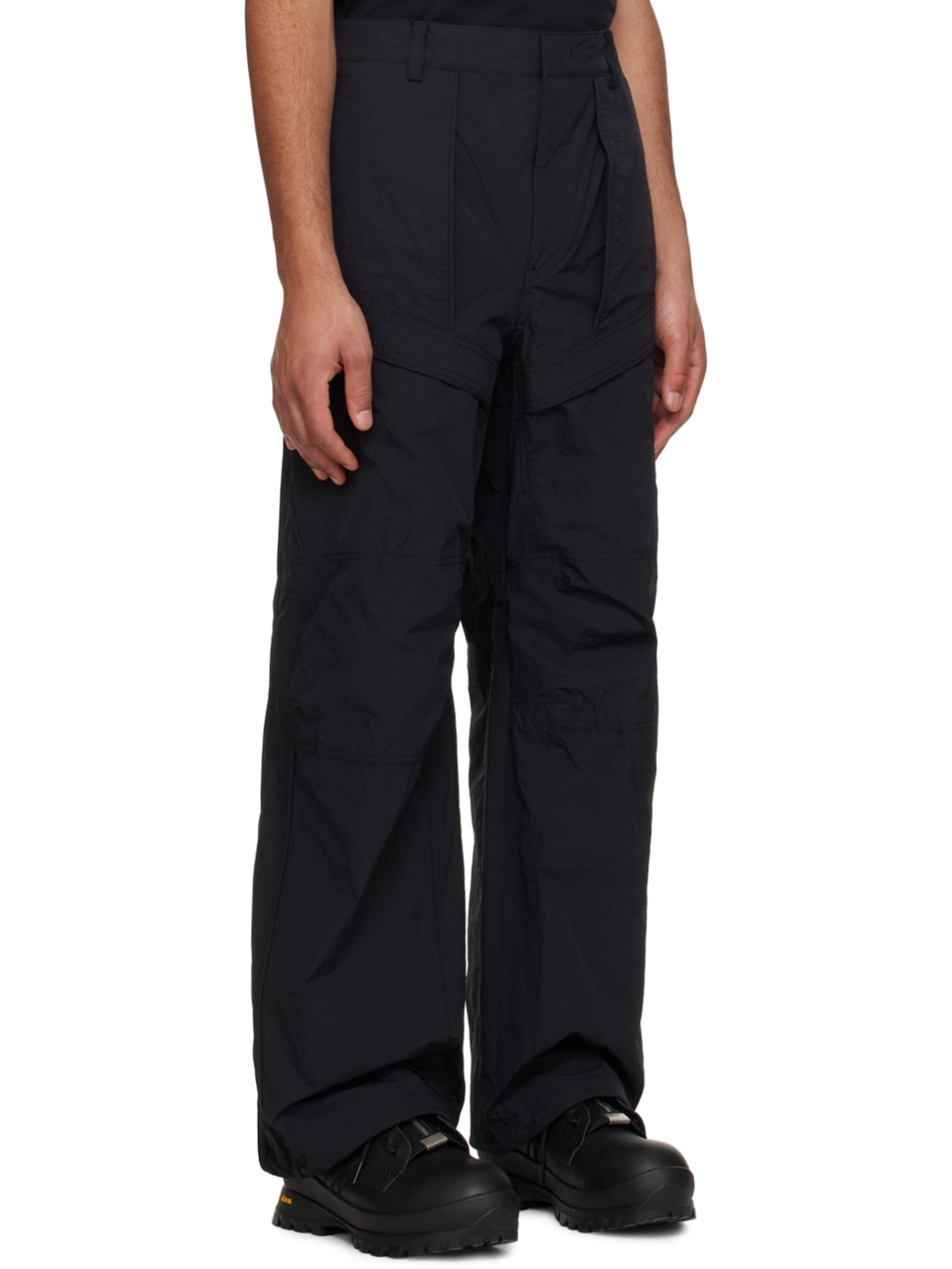 Black Paneled Trousers - 2