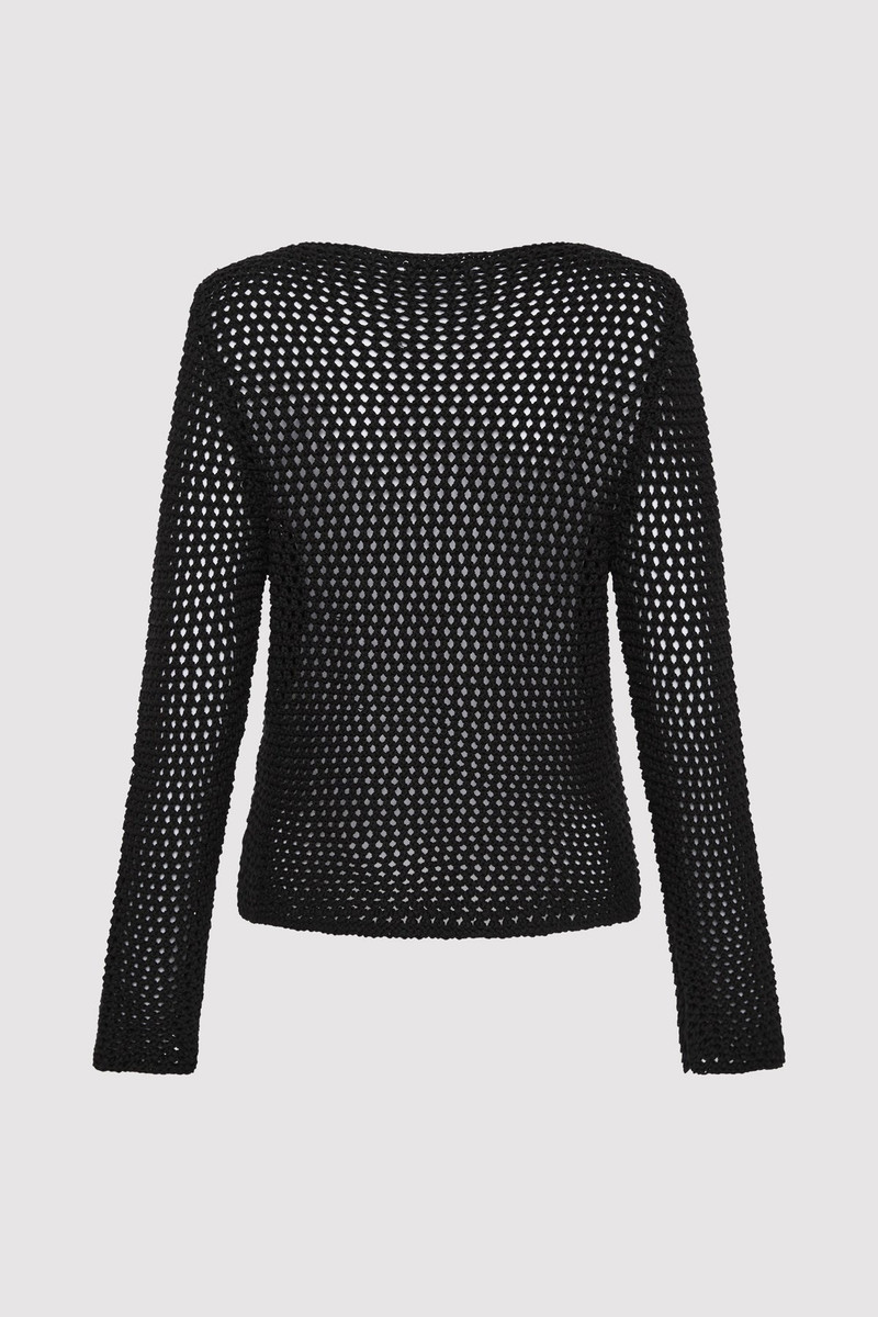 ST. AGNI Cotton Crochet Jumper - Black outlook