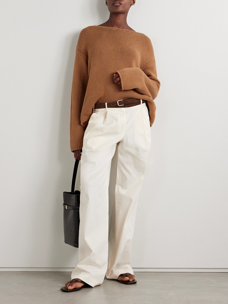 Another Tomorrow Pleated Organic Cotton-blend Poplin Wide-leg Pants outlook