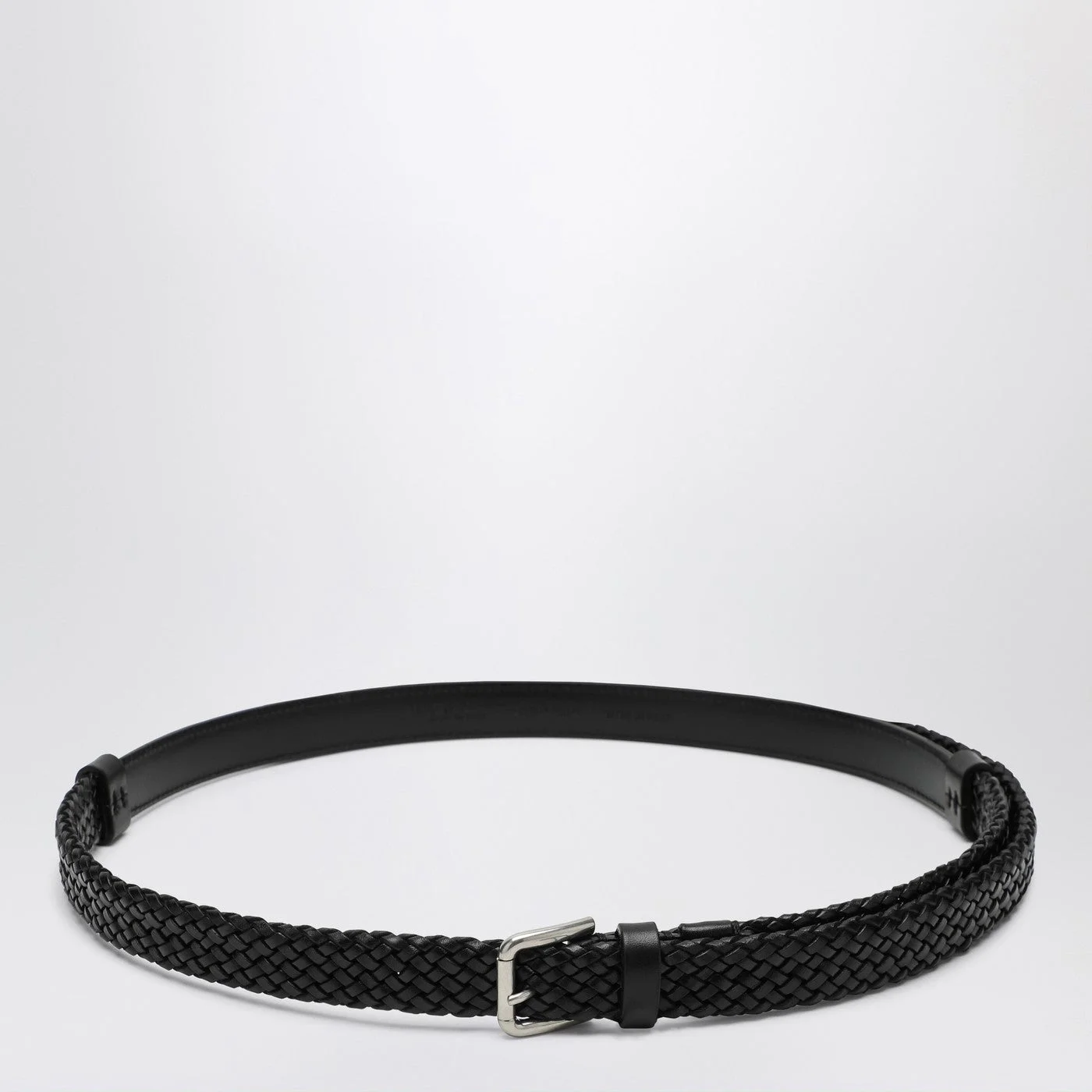 Black woven leather belt - 1