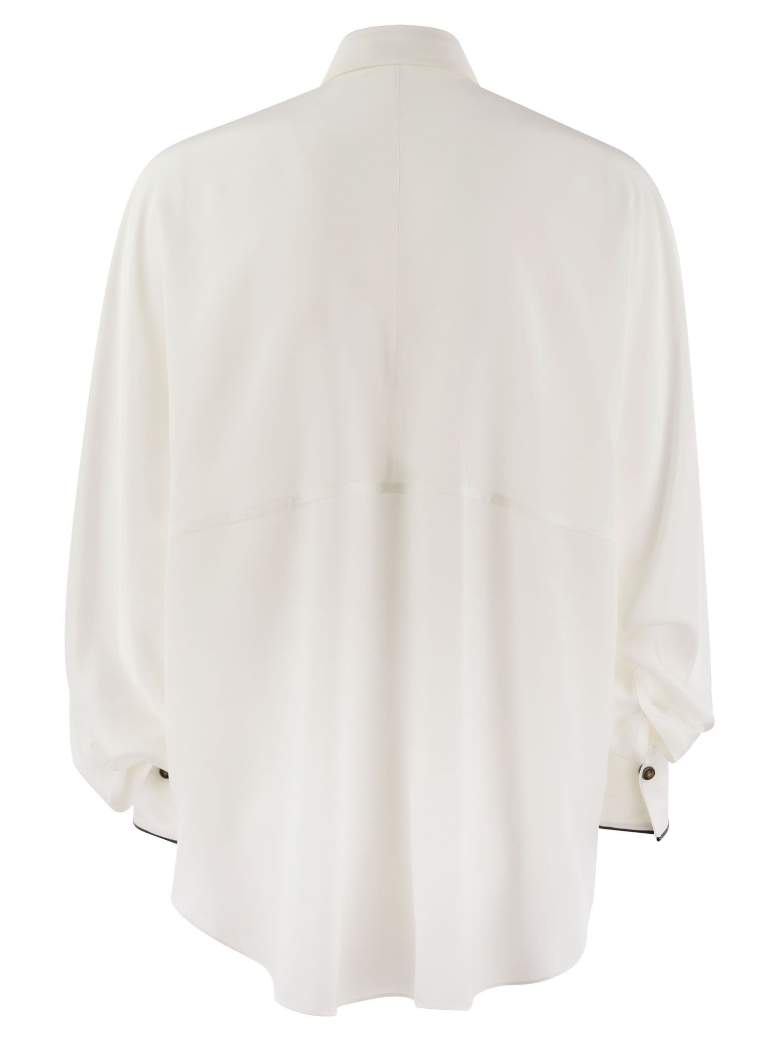 Brunello Cucinelli Women Silk Shirt With Snaps And Pockets - 2