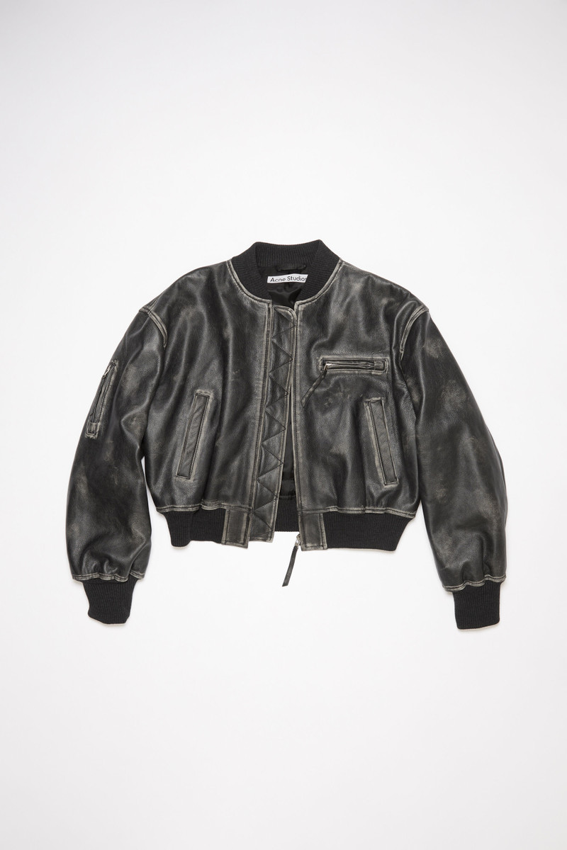 Leather bomber jacket - Black 1