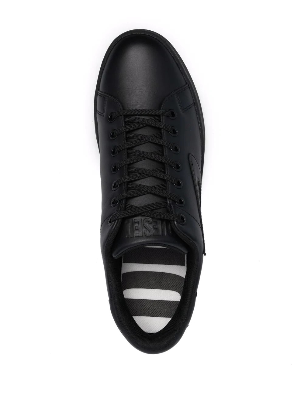 logo debossed leather trainers - 4