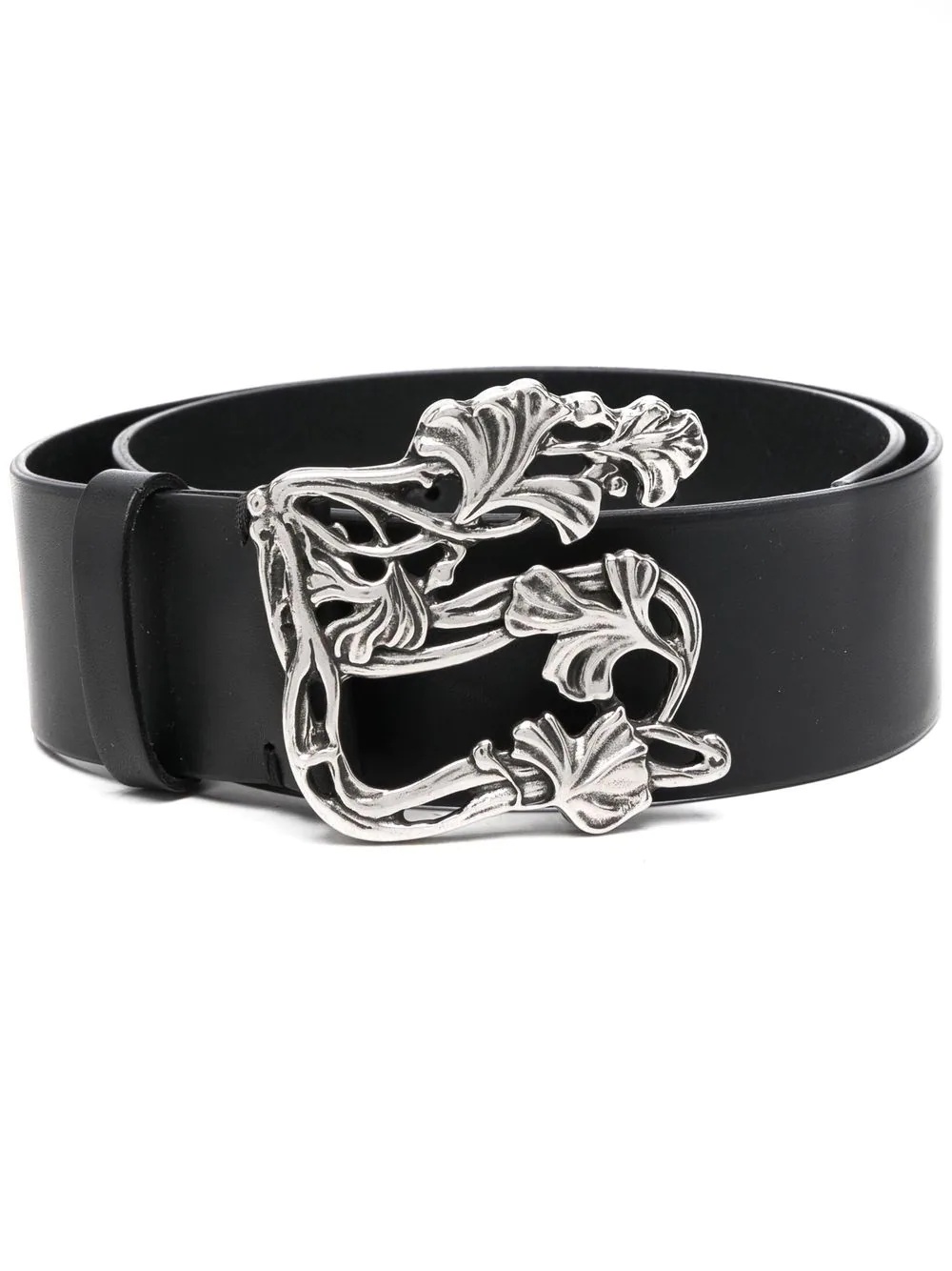 logo-buckle leather belt - 1