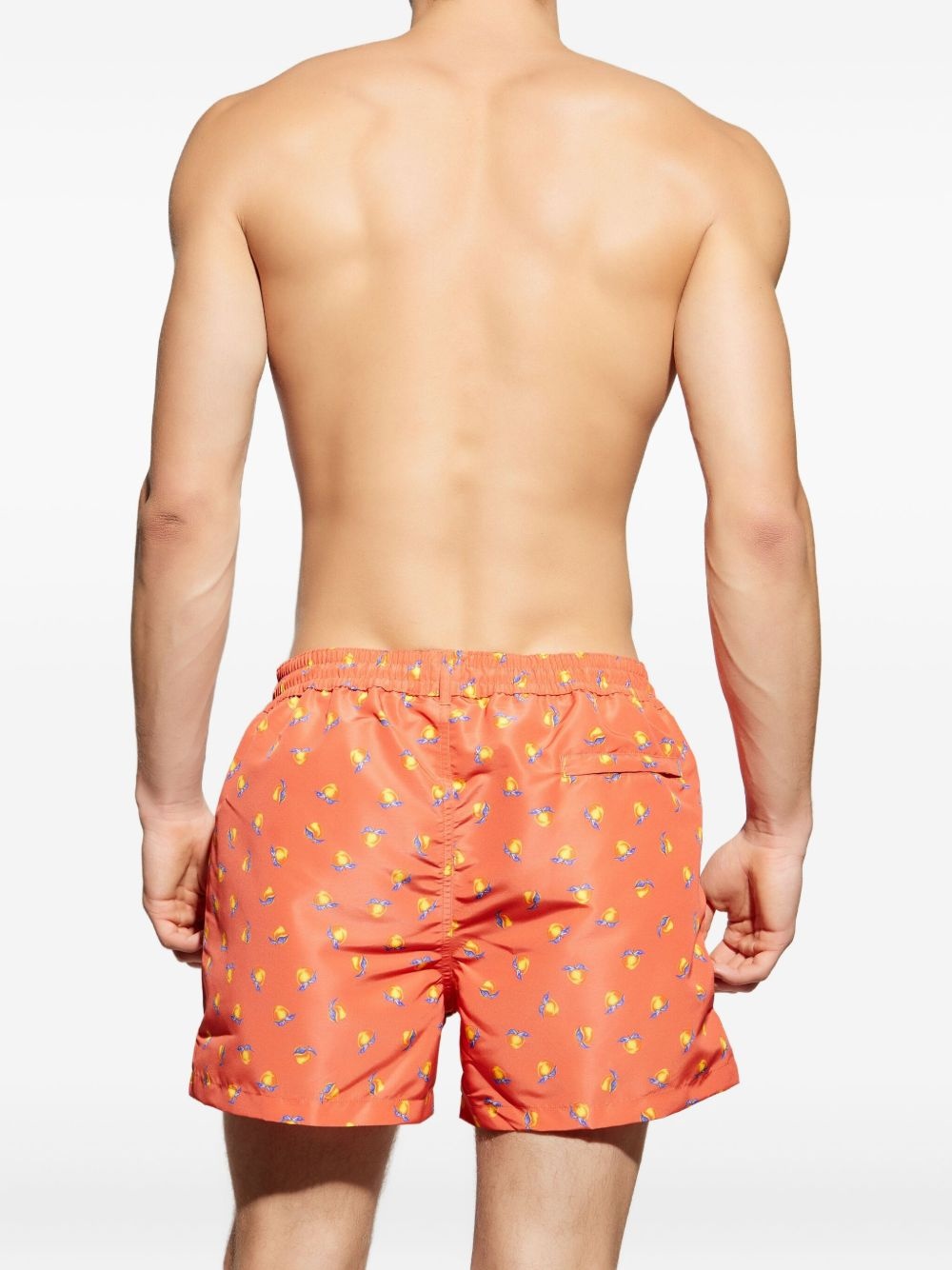 peach-print drawstring swim shorts - 3