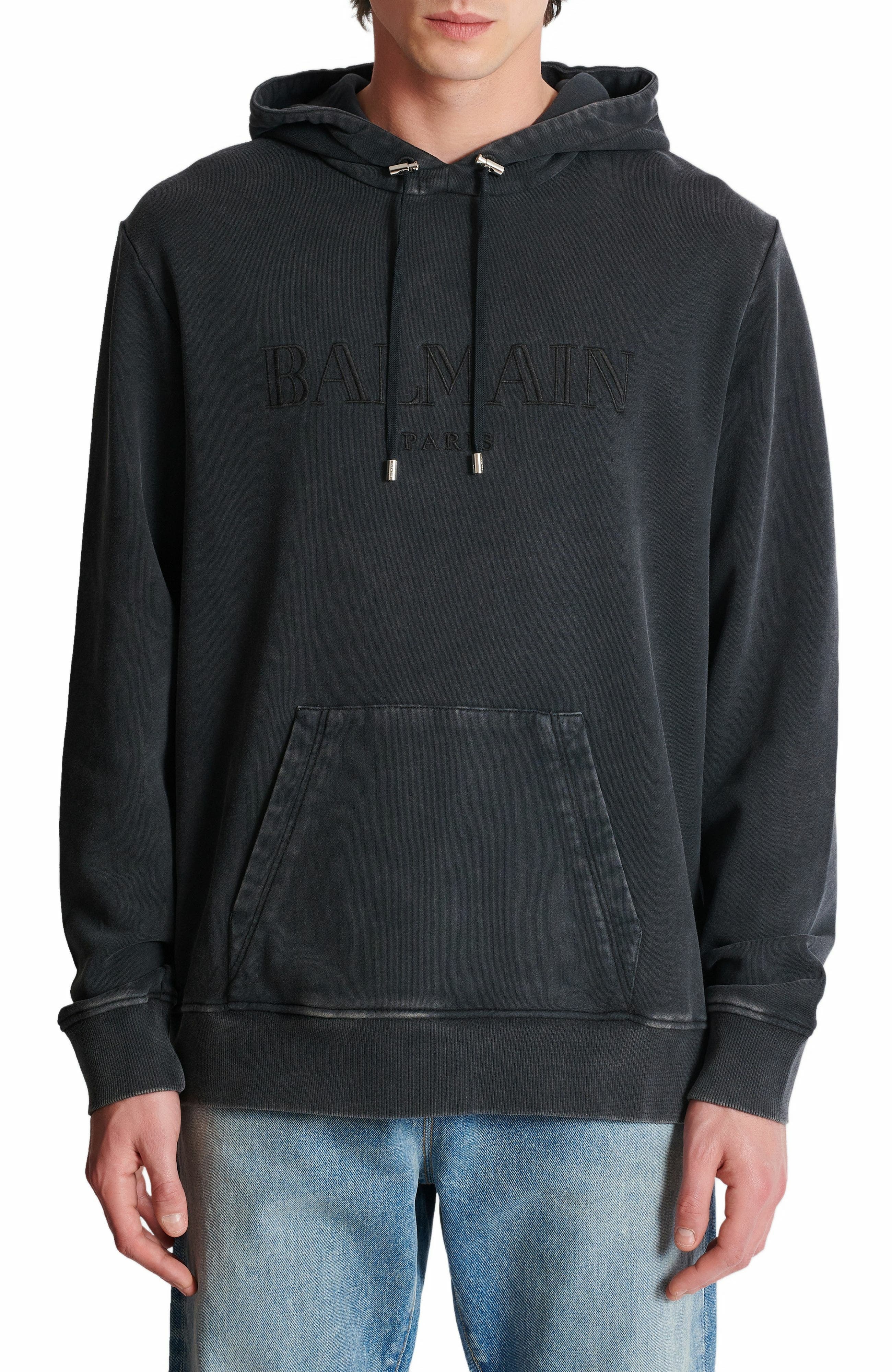 Vintage Balmain embroidered hoodie in Grey at Nordstrom - 6