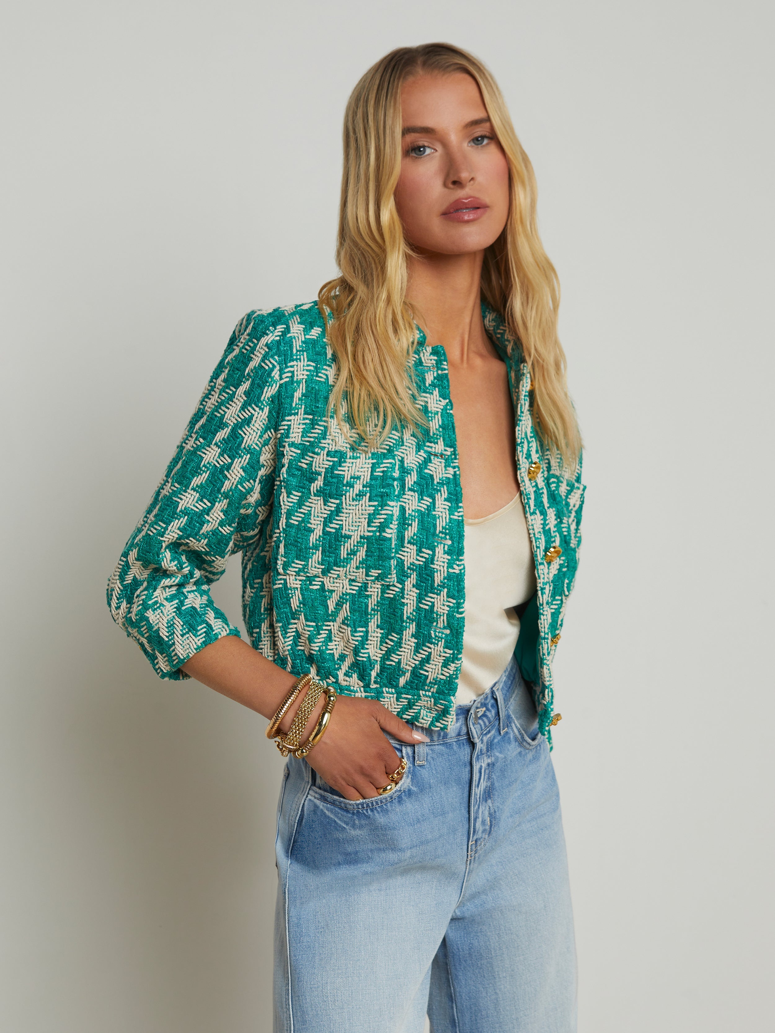 Jia Houndstooth Tweed Jacket - 2