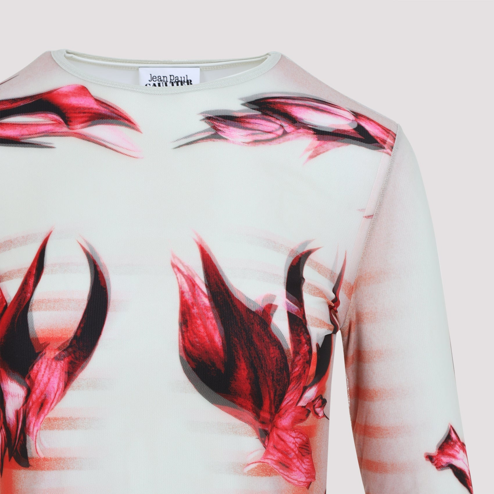 Jean Paul Gaultier Layered Long Sleeves Top Printed "Flower Body Morphing Mariniere" Women - 3