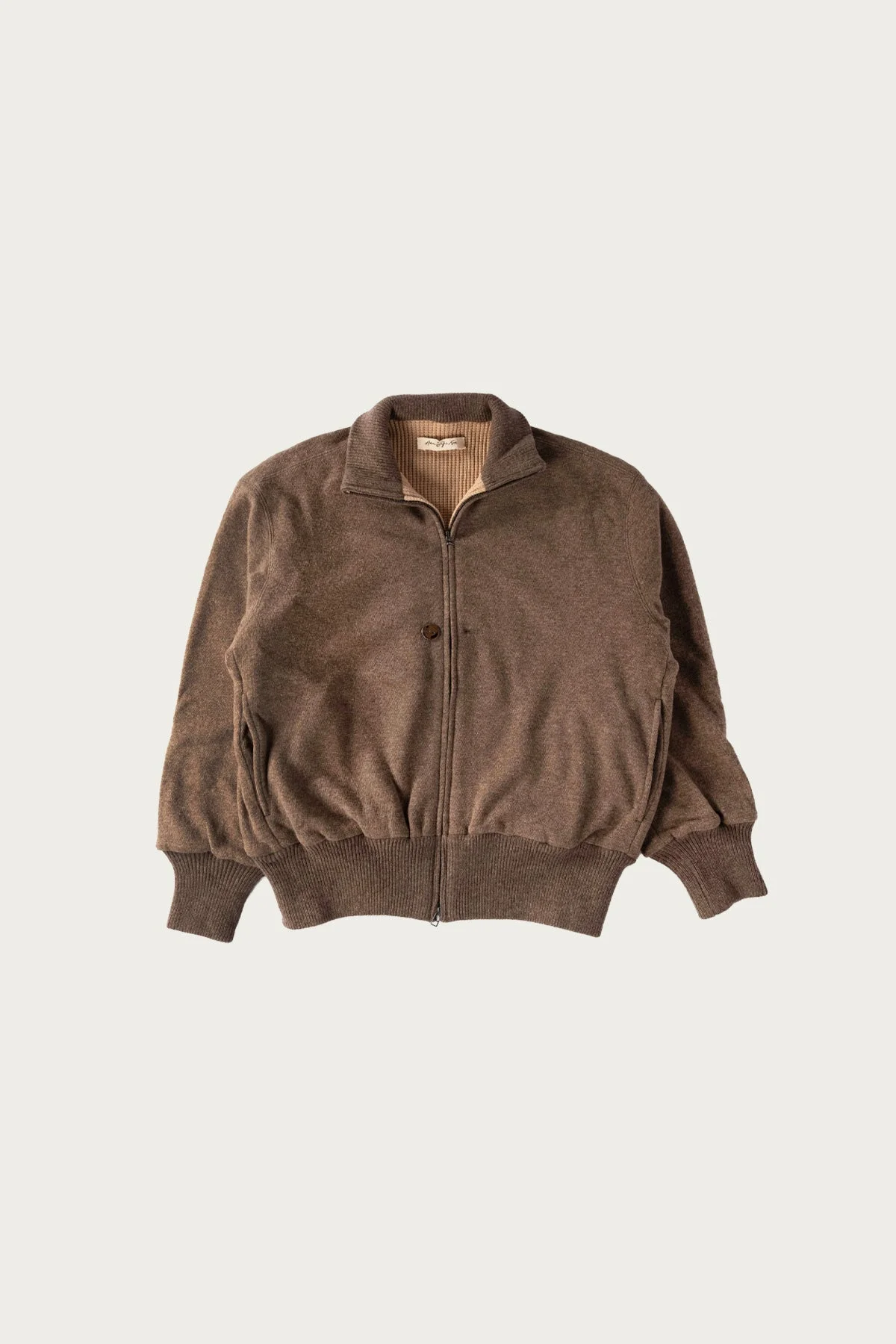 Drivers Knit Blouson - Natural Beige Wool Hemp Knit - 1