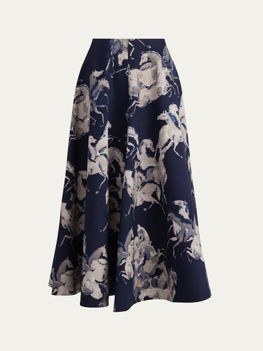 Varda Horse-Print Midi Skirt - 1