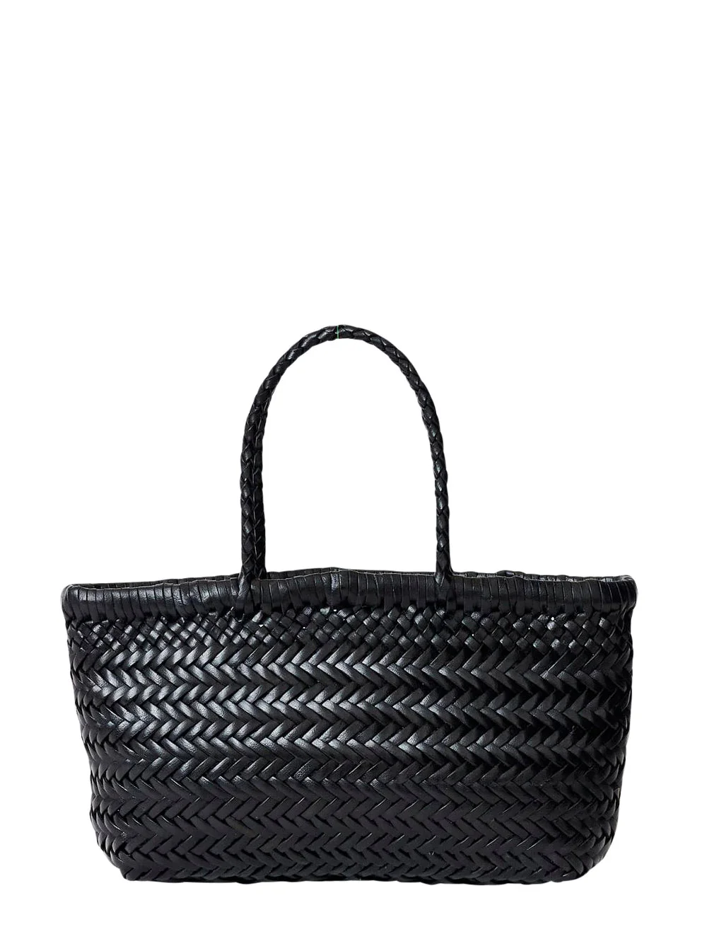 Dragon Diffusion Women 'Flat Gora' Black Mini Shoulder Bag With Two Top Handles And Interwoven Desig - 1