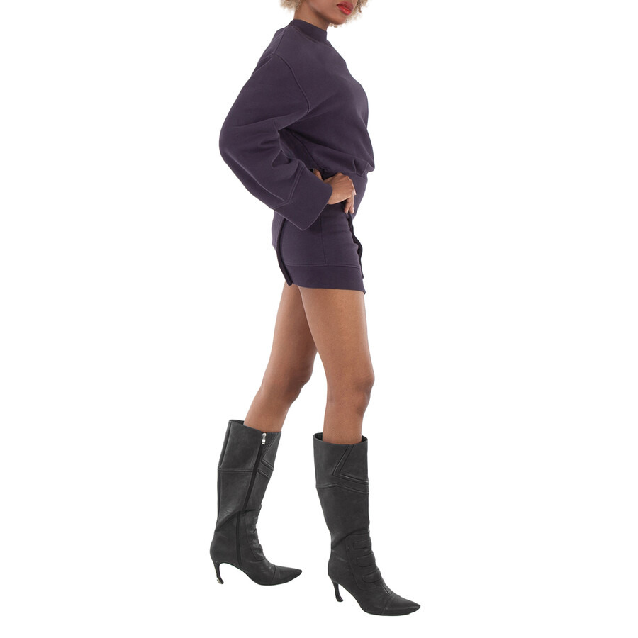 The Attico Ivory Mini Sweater Dress In Dark Violet Fade - 3