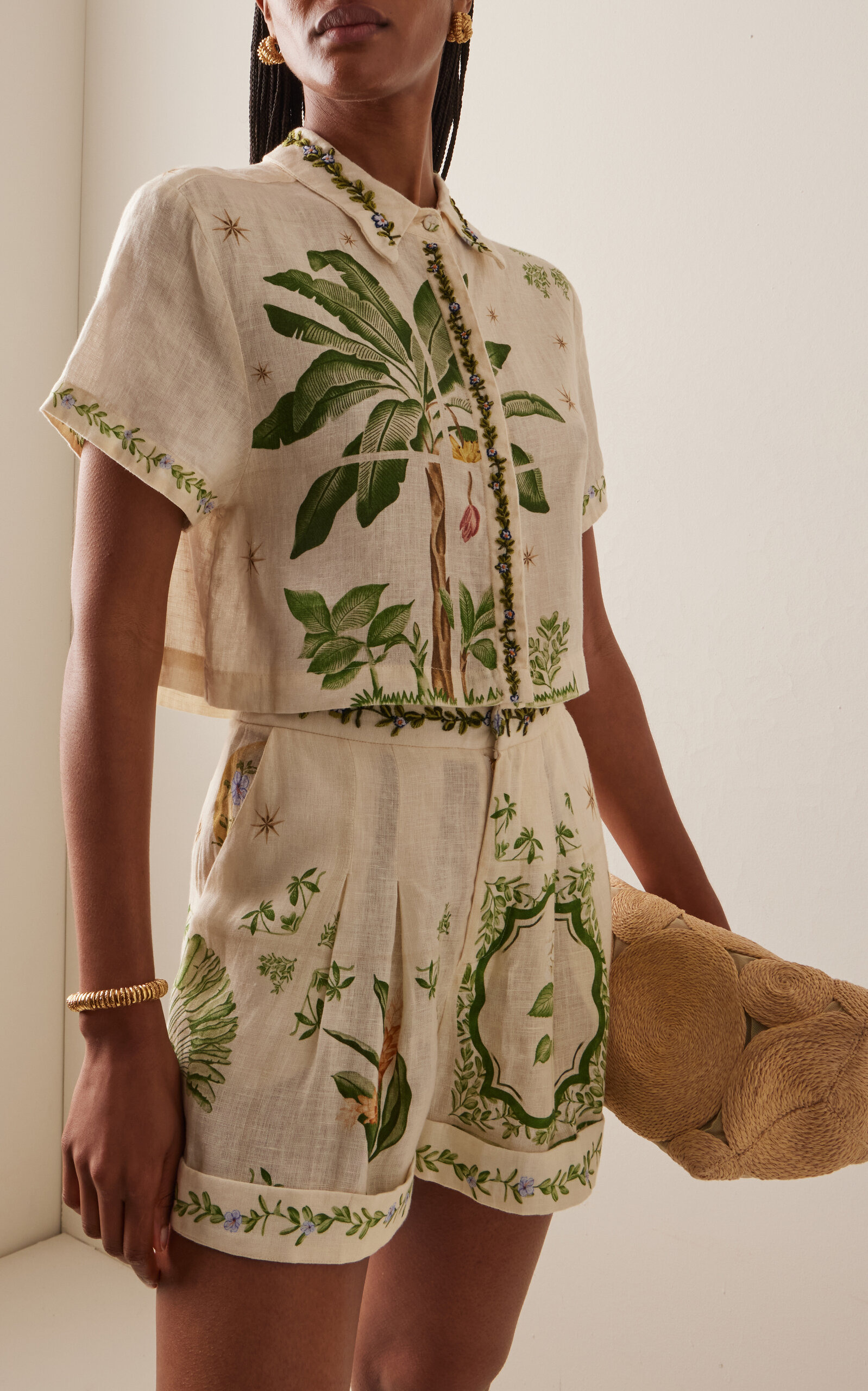 Virtuosa Embroidered Linen Blouse neutral - 2