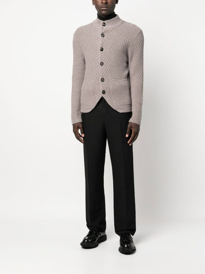 Canali textured-knit merino wool cardigan outlook