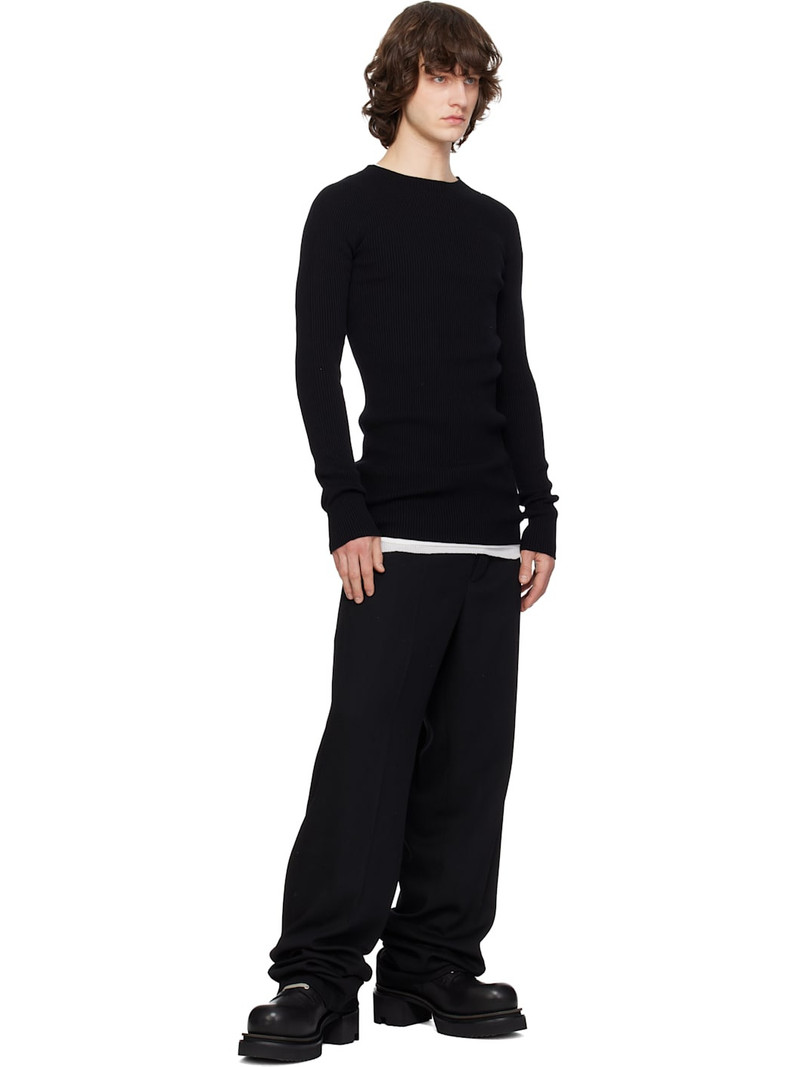 Rick Owens Black Temple Ribbed Round Neck Sweater outlook