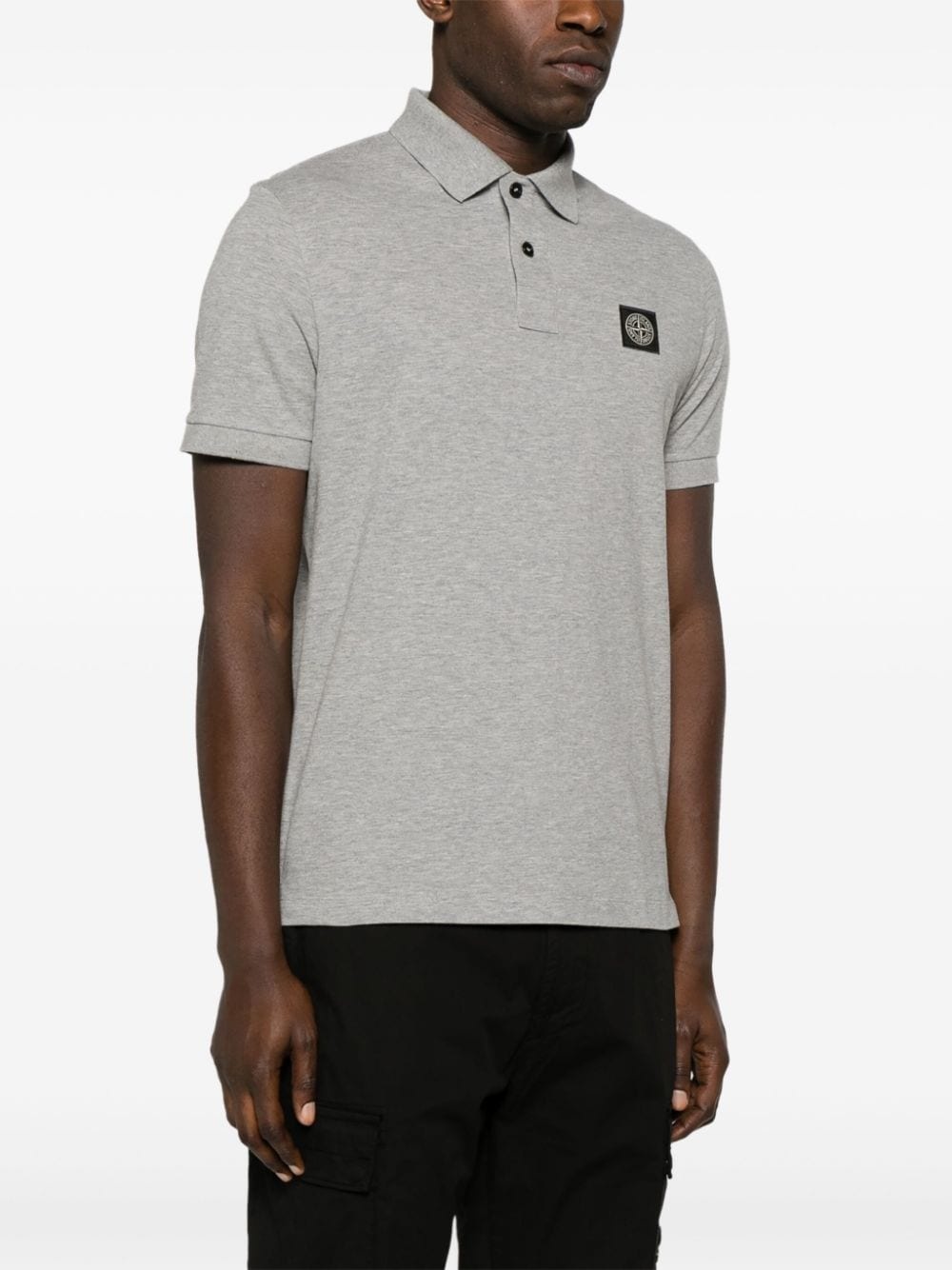 Compass-patch piqué polo shirt - 3