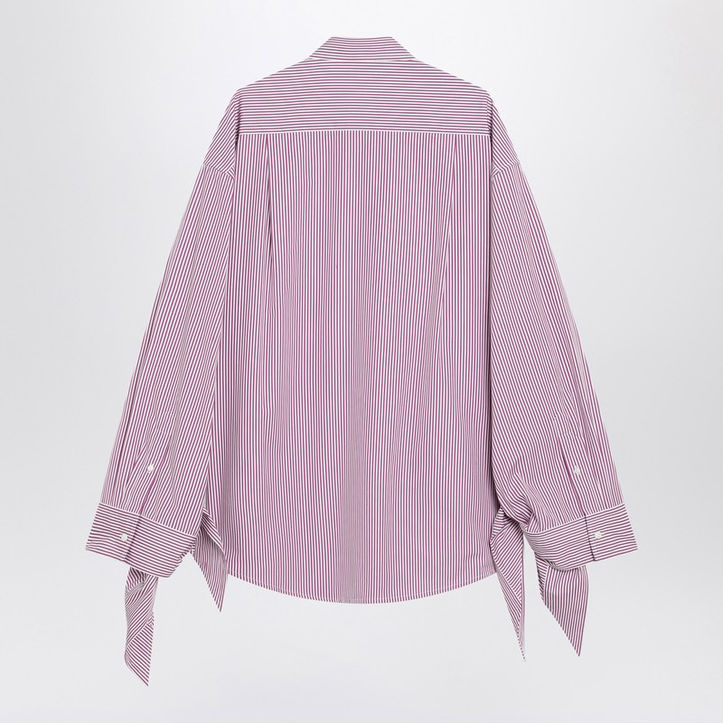 Balenciaga White/Plum Striped Cotton Shirt Women - 2