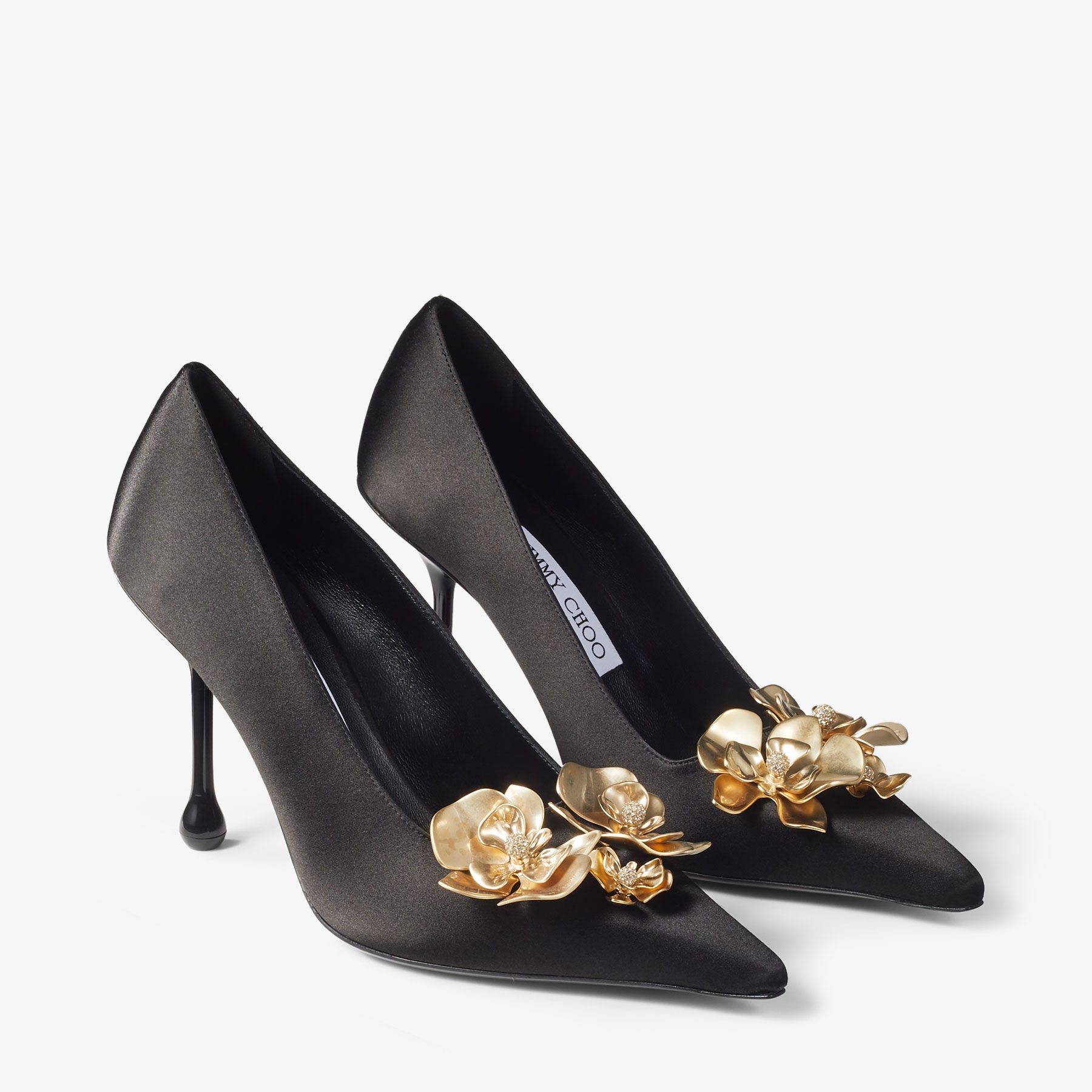 Ixia 95
Black Satin Pumps with Flowers - 3