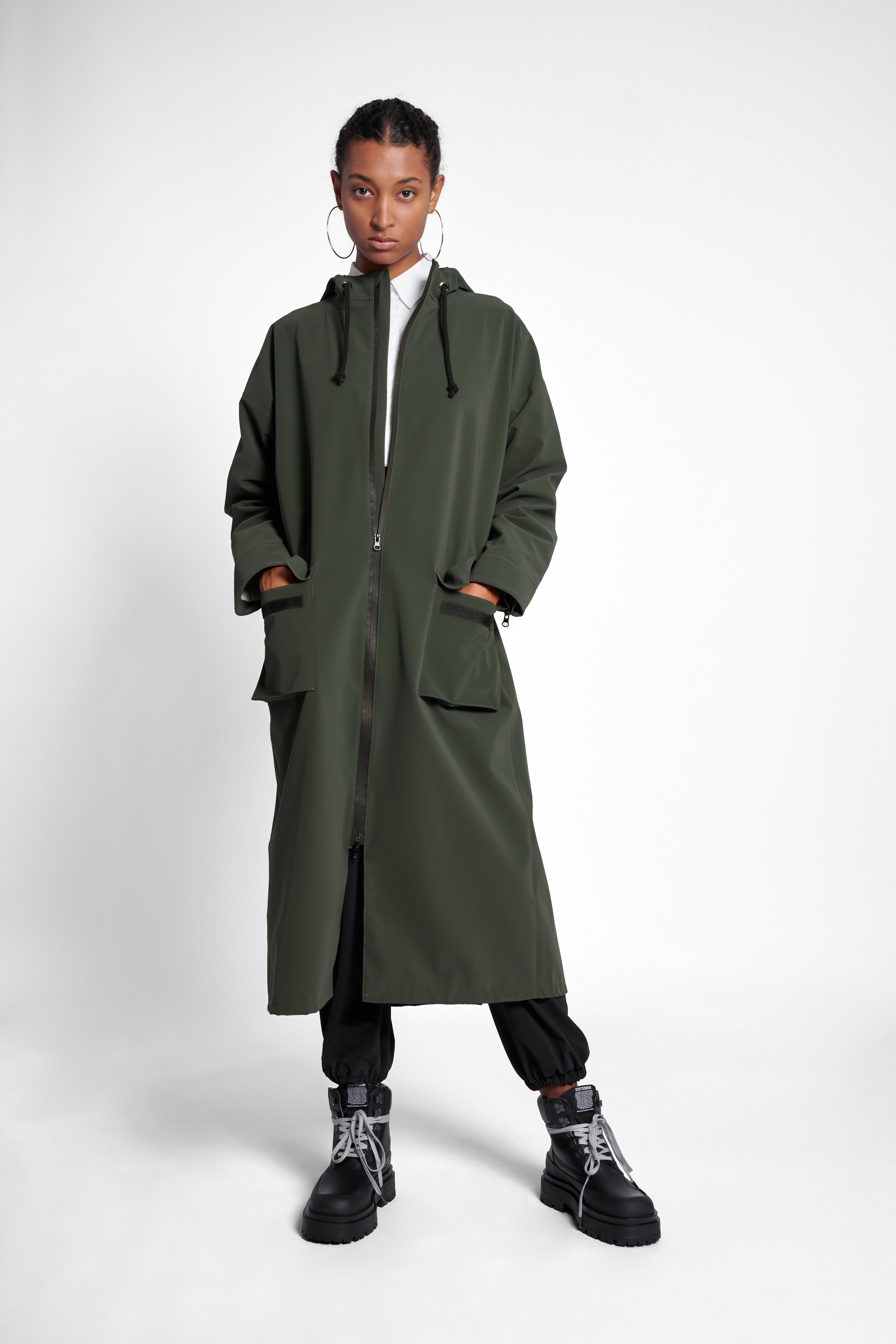 Sandviken Long Matte Zip Raincoat Green - 2