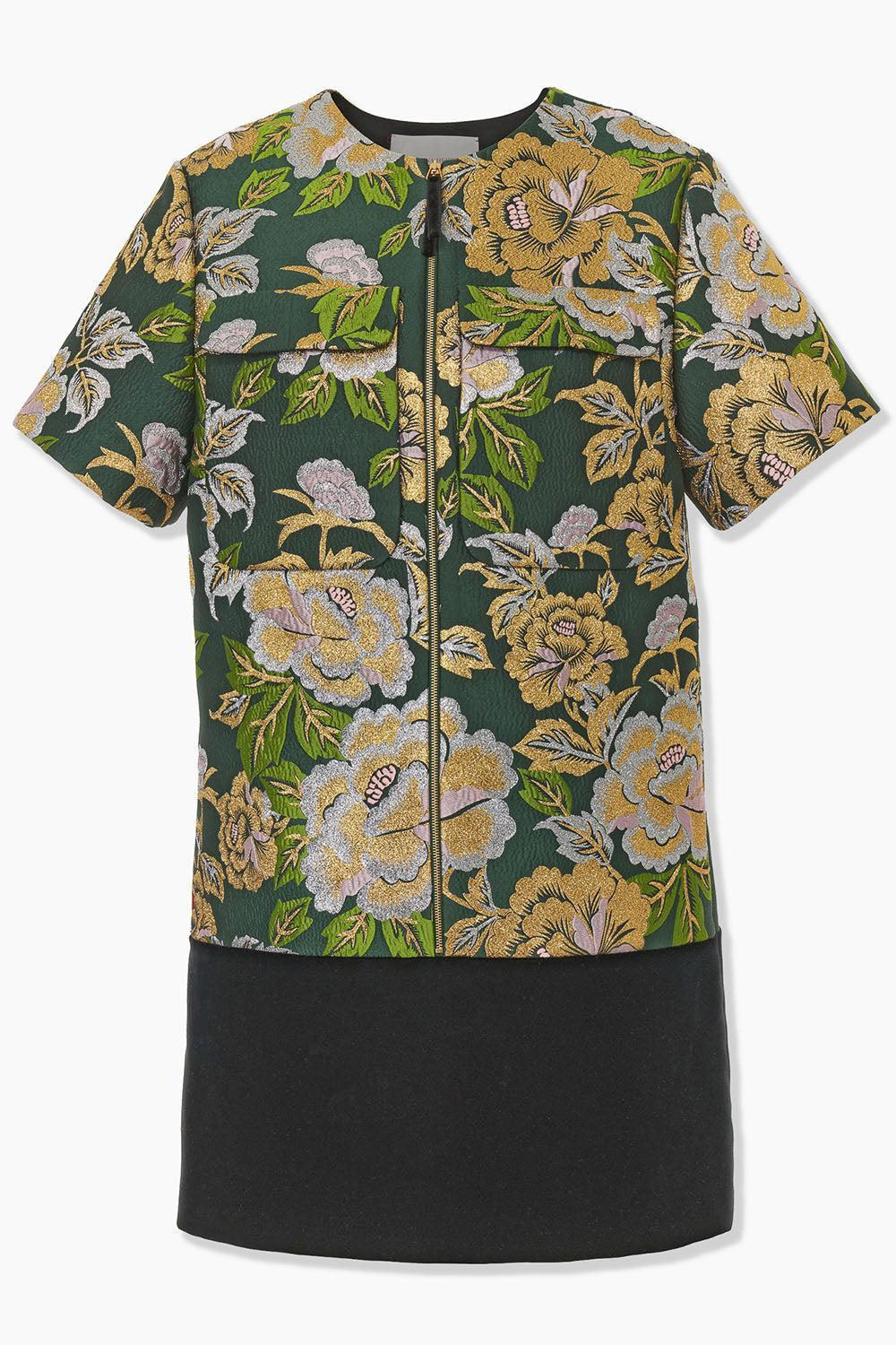 Short Sleeve Lurex Shift Dress - 1