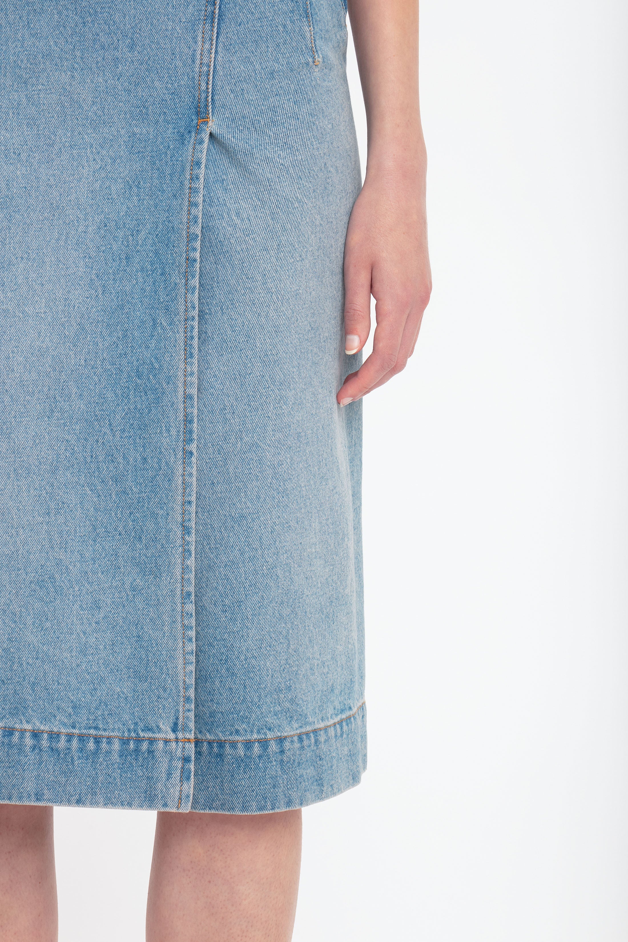 Denim Wrap Detail Skirt In Pale Blue Wash - 5