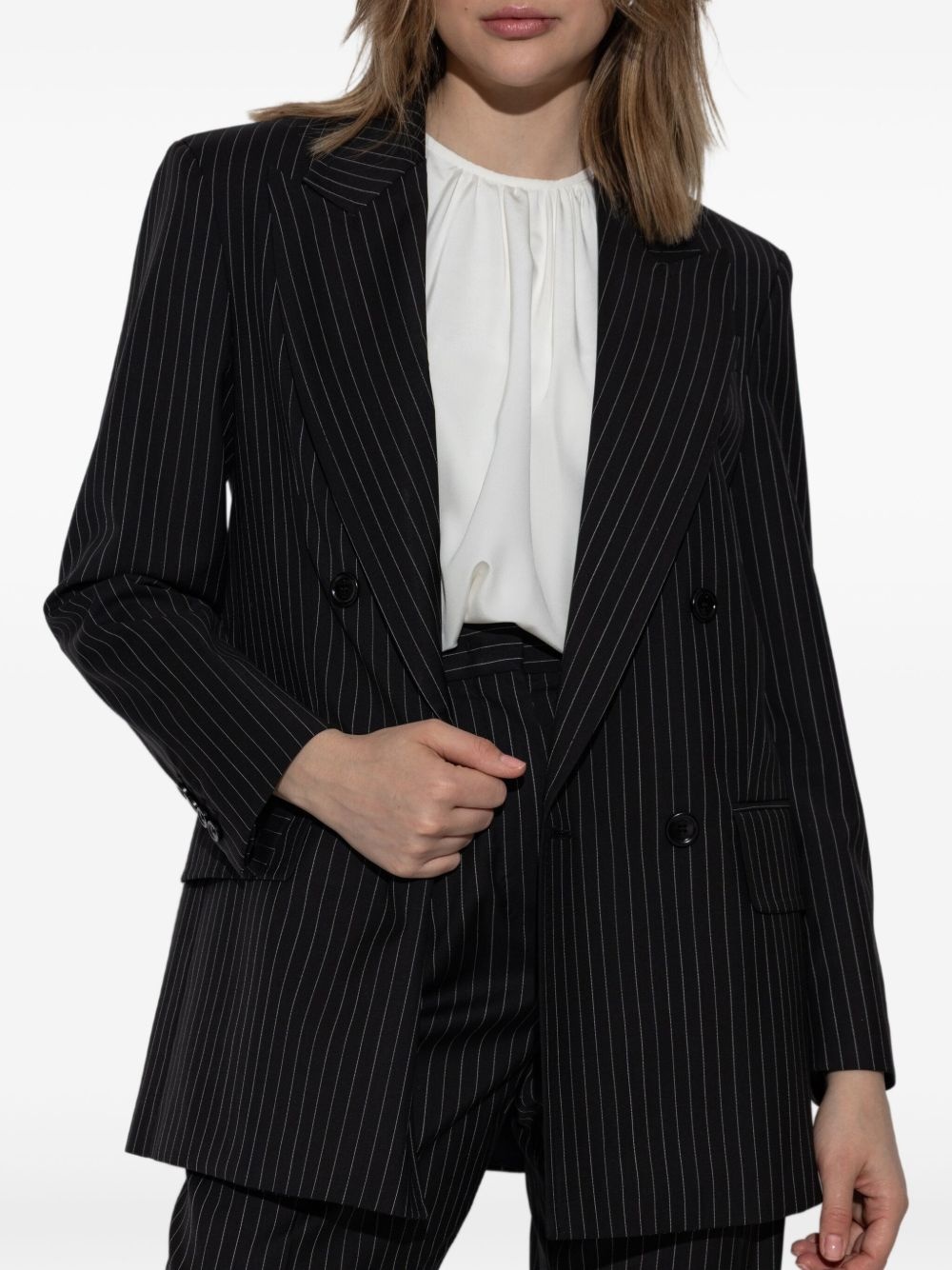 pinstriped double-breasted blazer - 3