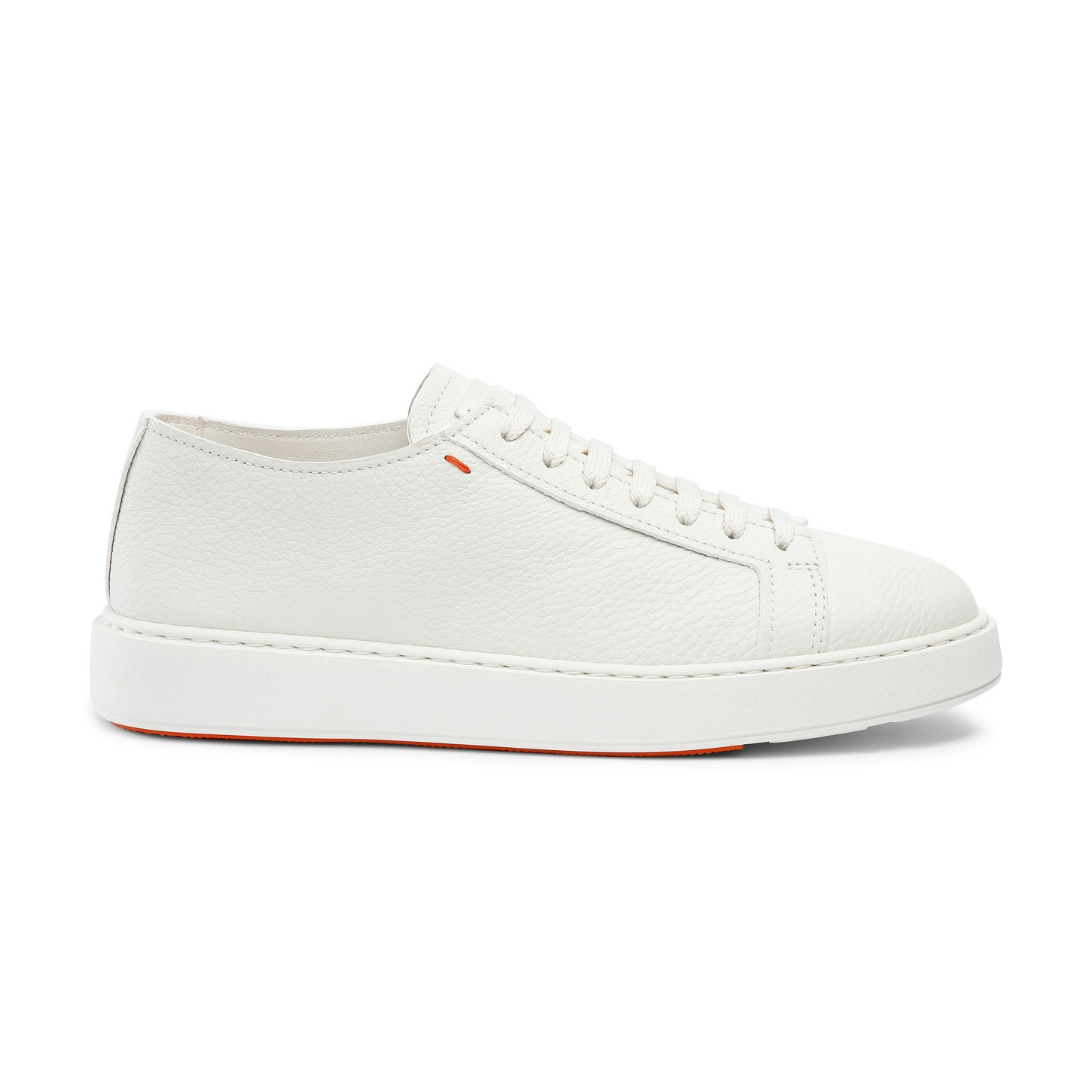 Men's white tumbled leather sneaker - 1