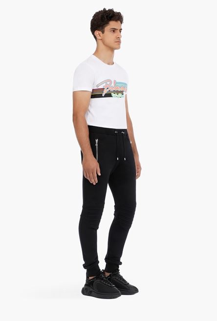 Black cotton sweatpants with embossed Balmain Paris logo - 7
