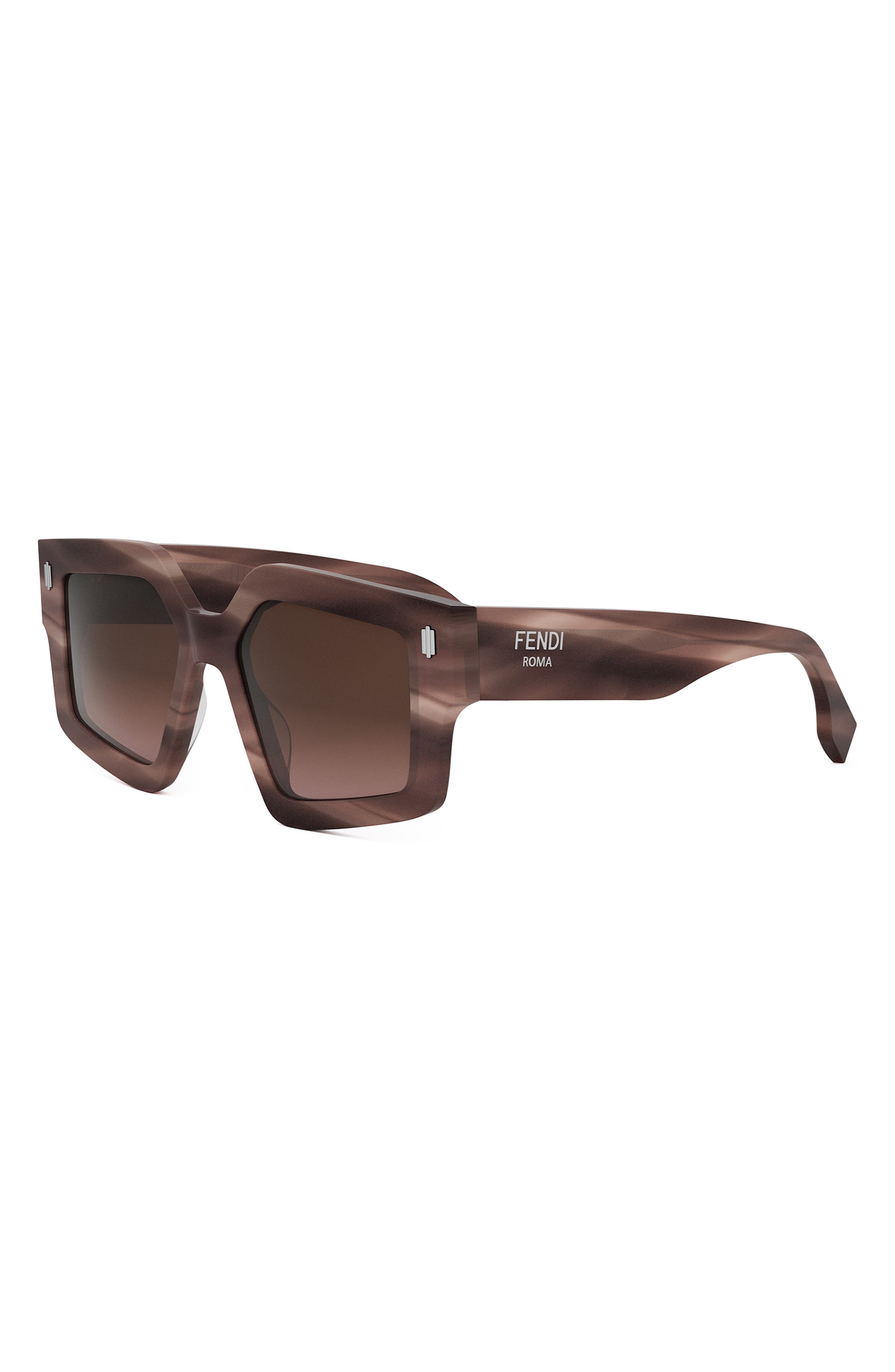Fendi Roma 52mm Square Sunglasses in Pink /Other /Gradient Brown at Nordstrom - 2
