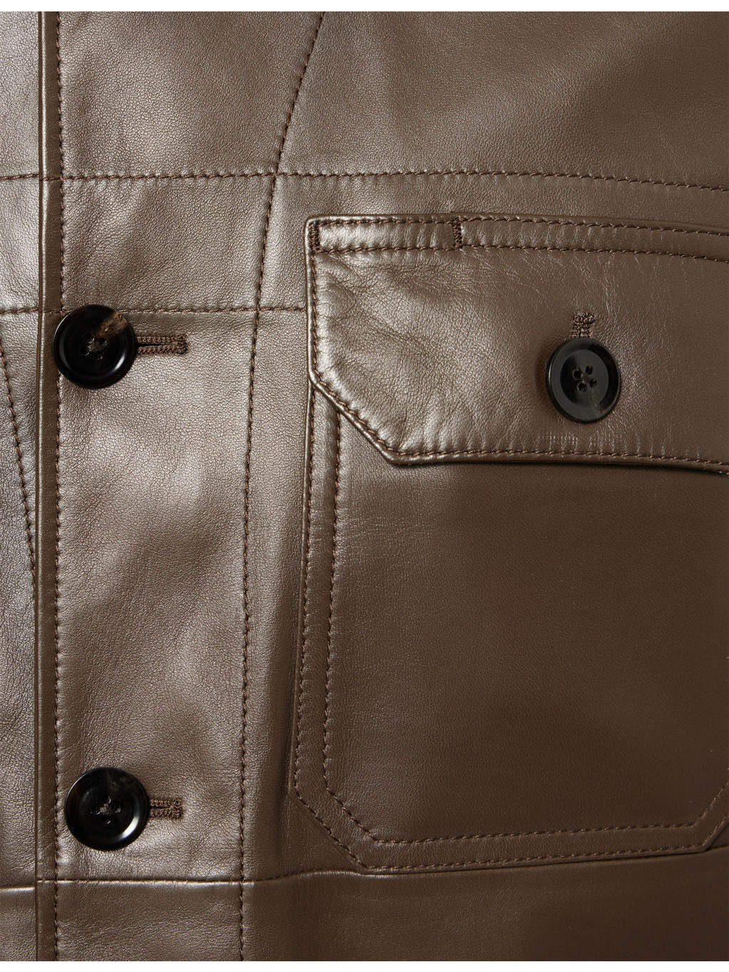 Buttery Patch-Pocket Leather Shirt - 6
